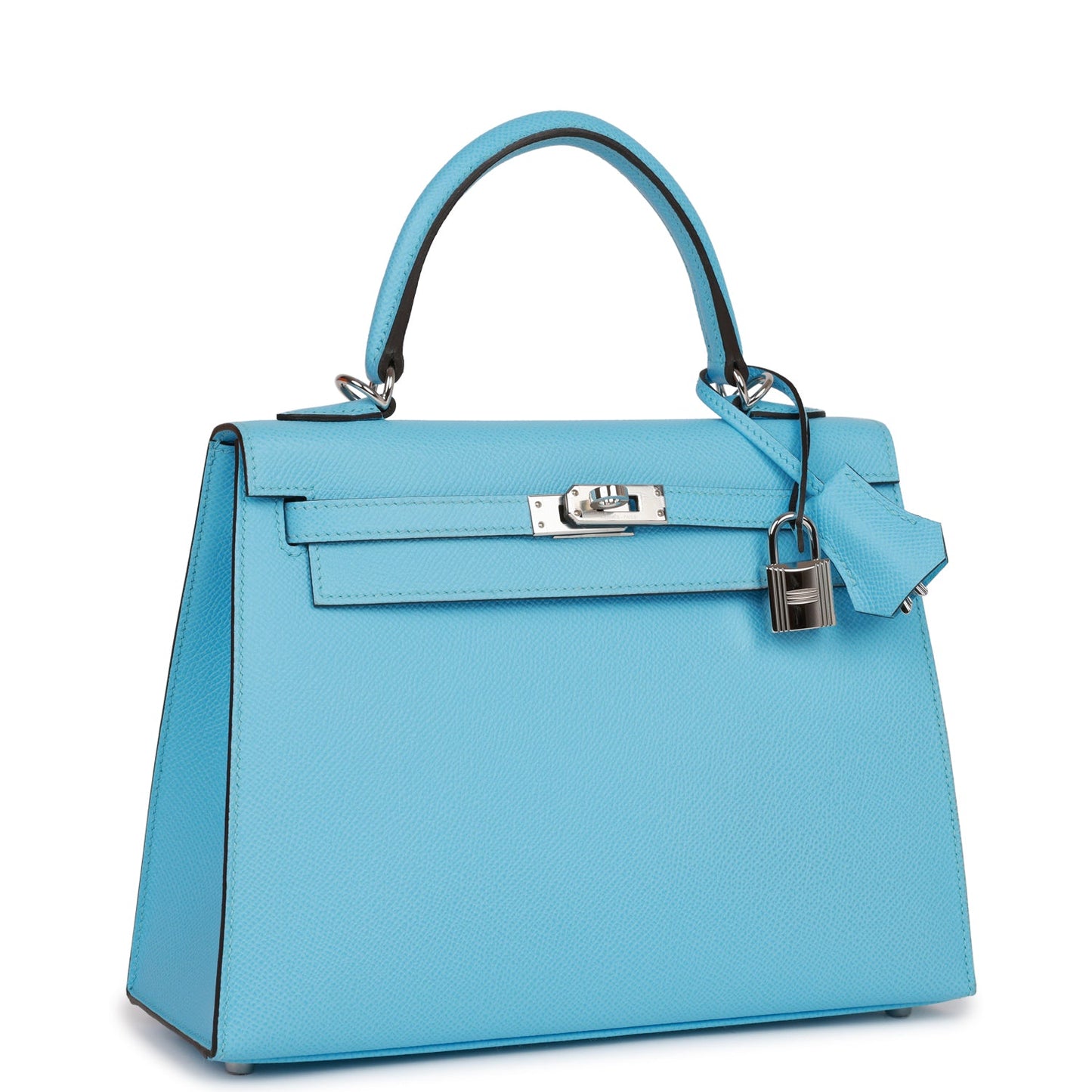 Hermes Kelly Sellier Celeste Epsom Palladium Hardware Handbag Travel Bag