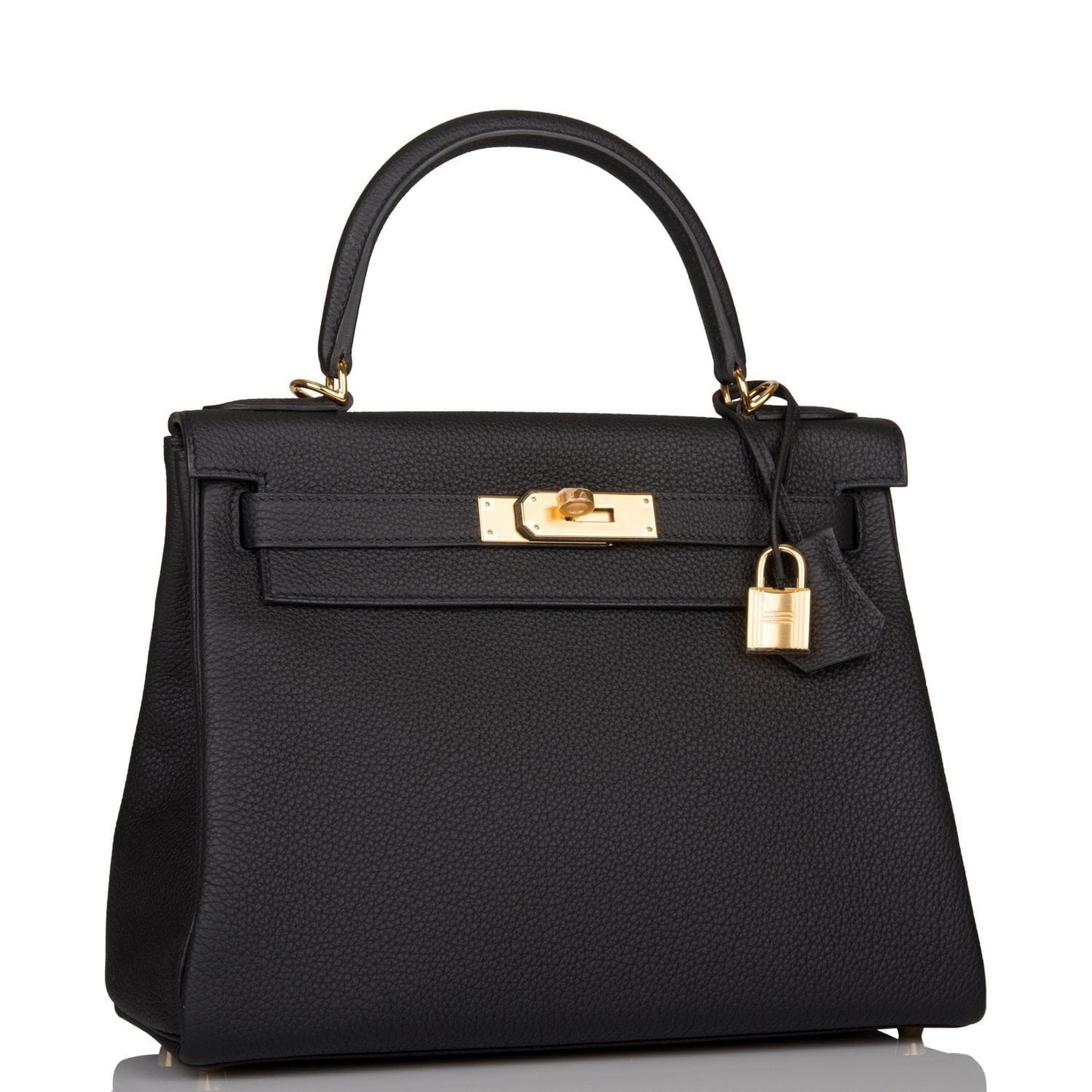 Hermes Kelly Retourne Togo Hardware Handbag Black Gold Travel Bag Gold Hardware