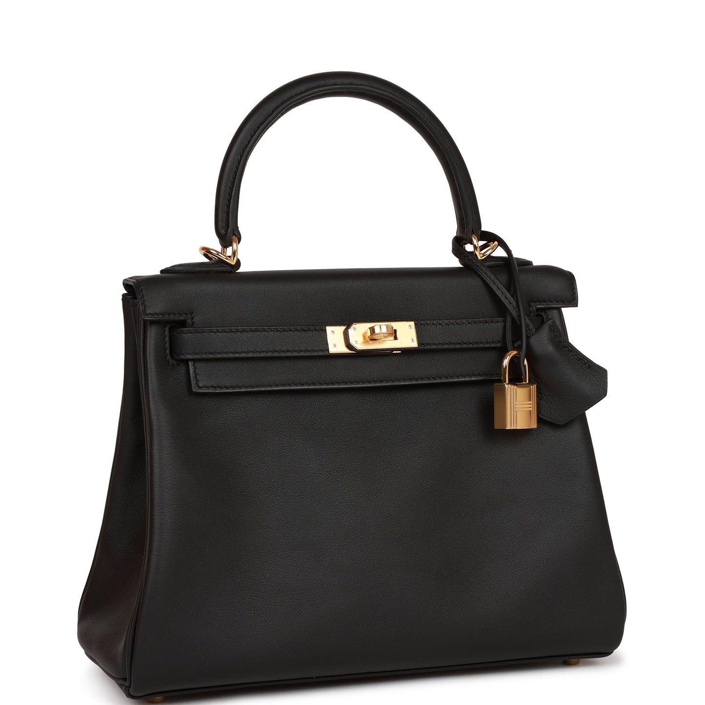 Hermes Kelly Retourne Swift Hardware Handbag Black Gold Travel Bag