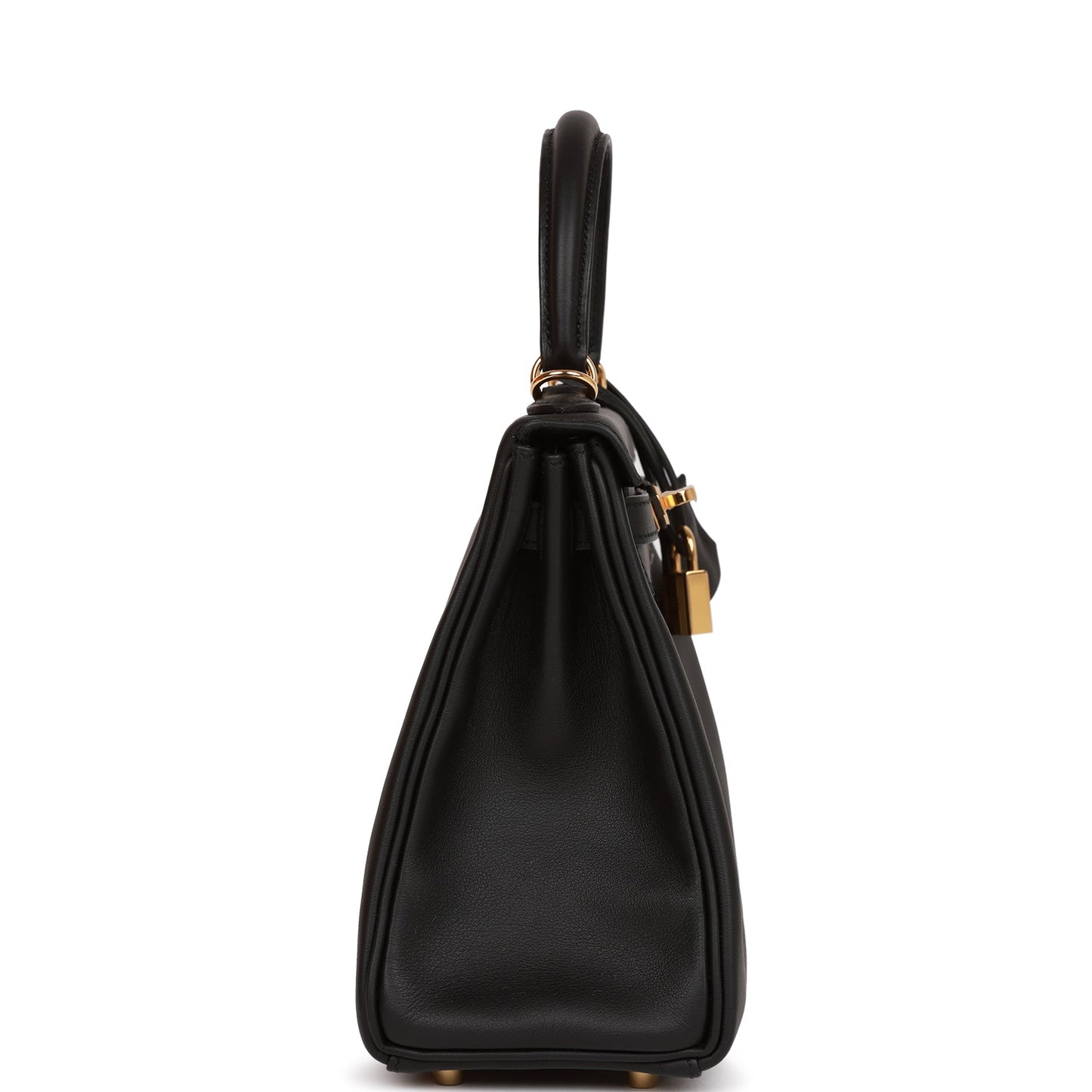 Hermes Kelly Retourne Swift Hardware Handbag Black Gold Travel Bag