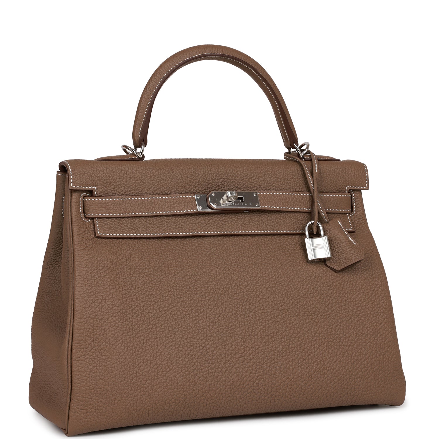 Hermes Kelly Retourne Etoupe Togo Palladium Hardware Handbag Travel Bag