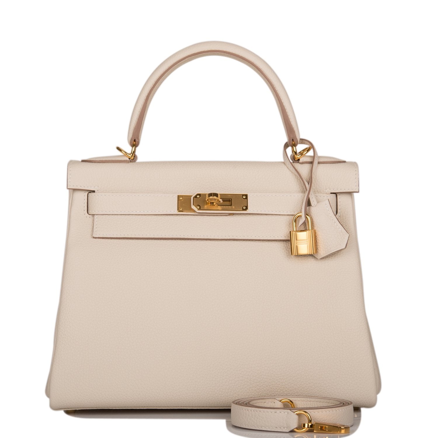 Hermes Kelly Retourne Craie Togo Hardware Handbag Gold Travel Bag Gold Hardware