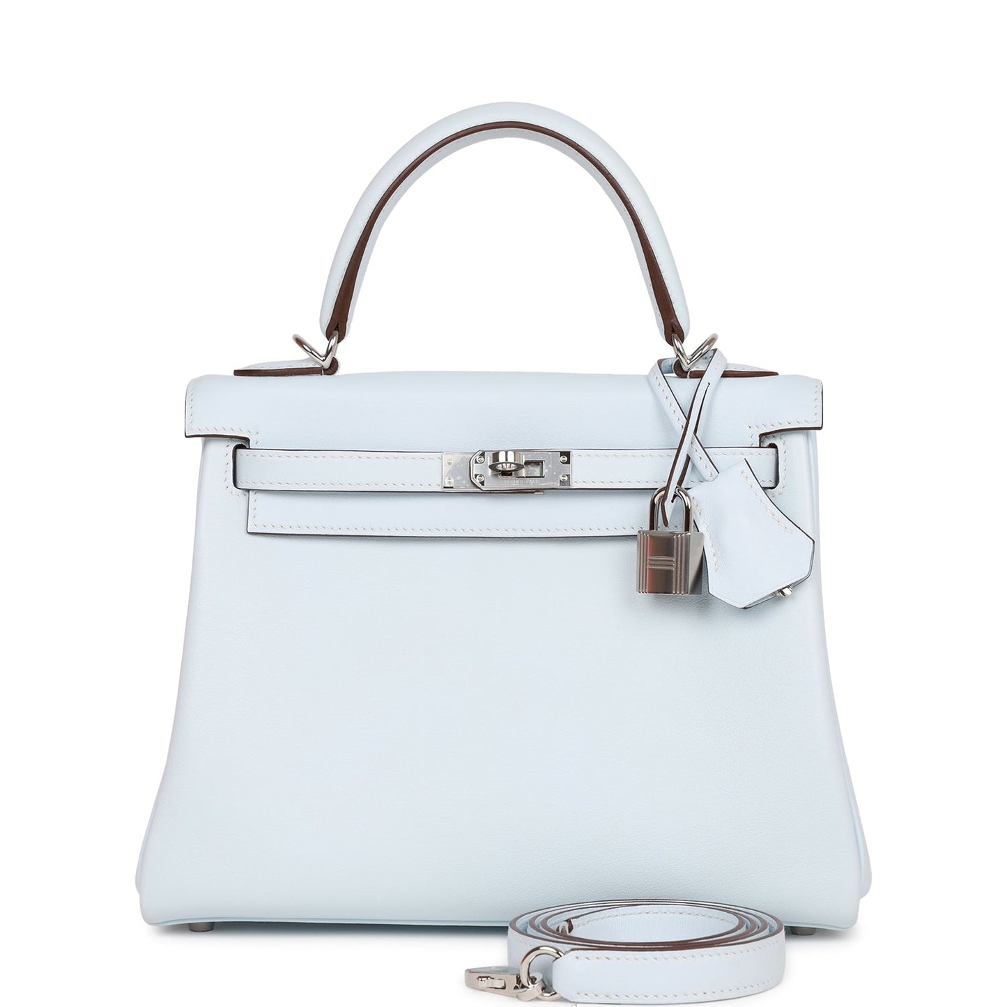 Hermes Kelly Retourne Bleu Brume Swift Palladium Hardware Travel Bag