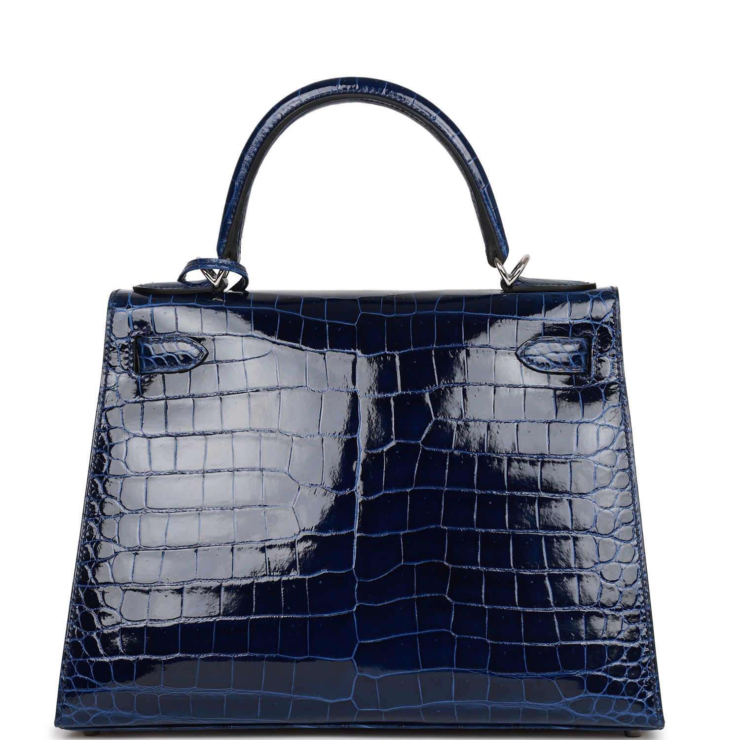 Hermes Kelly Sellier Bleu Saphir Shiny Porosus Crocodile Palladium Travel Bag