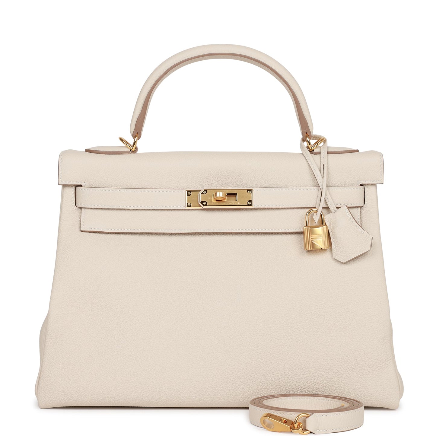 Hermes Kelly Retourne Craie Togo Hardware Handbag Gold Travel Bag