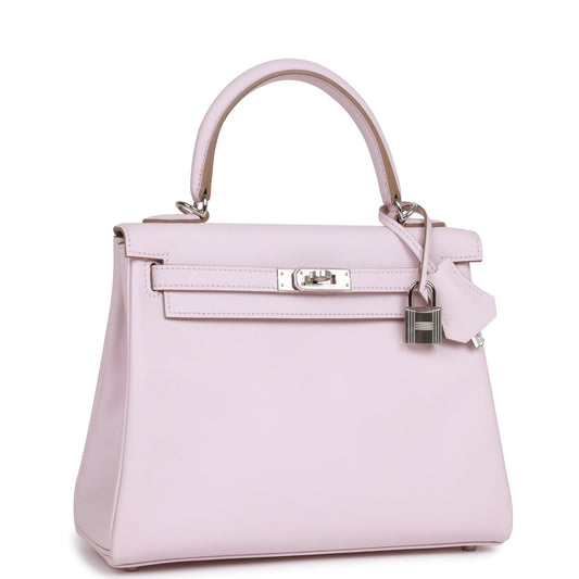 Hermes Kelly Retourne Mauve Pale Swift Palladium Hardware Handbag Travel Bag