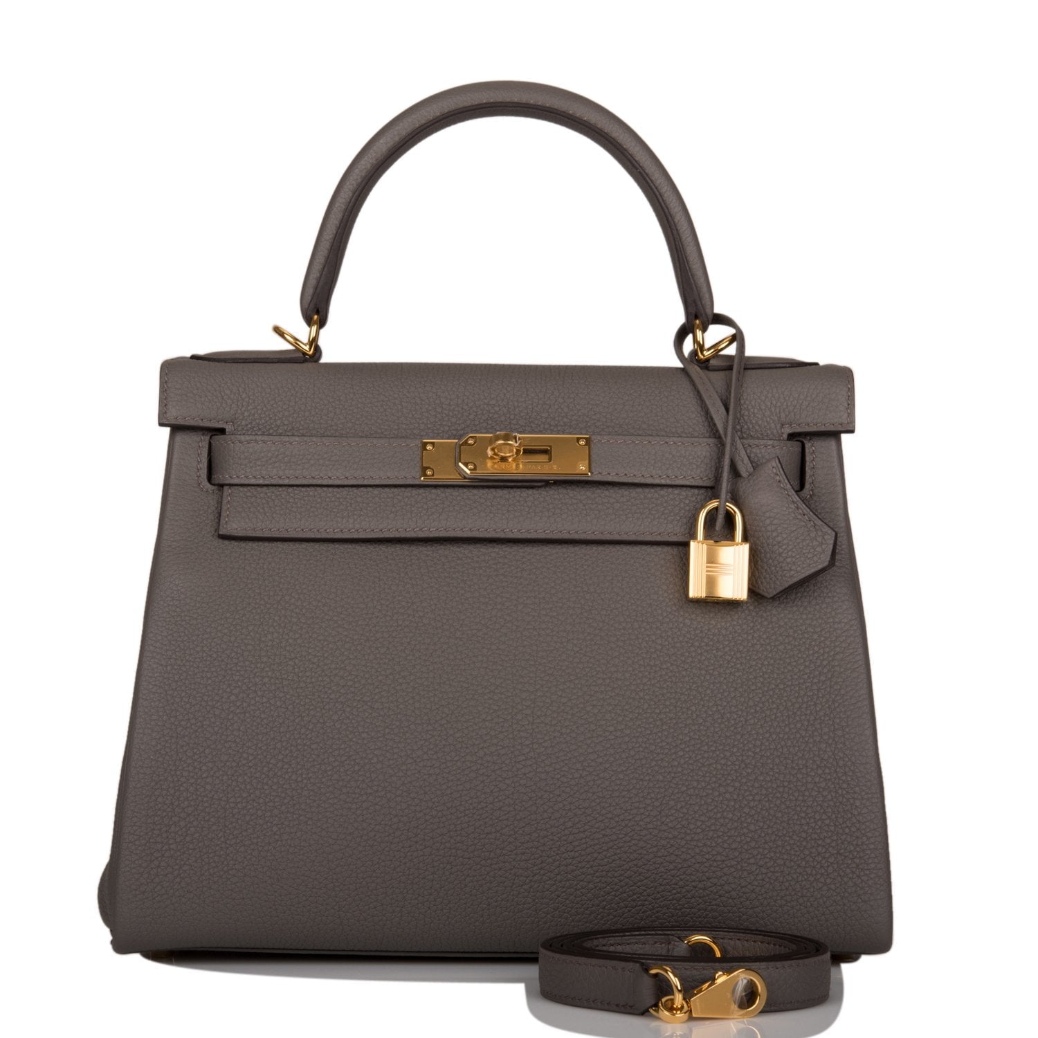 Hermes Kelly Retourne Etain Togo Hardware Handbag Gold Travel Bag Gold Hardware