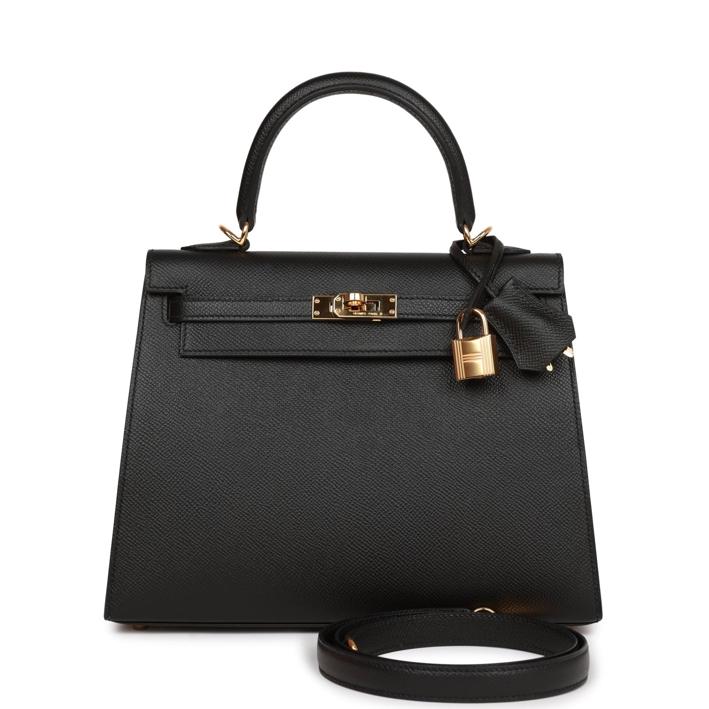 Hermes Kelly Sellier Epsom Hardware Handbag Black Gold Travel Bag Hardware 2