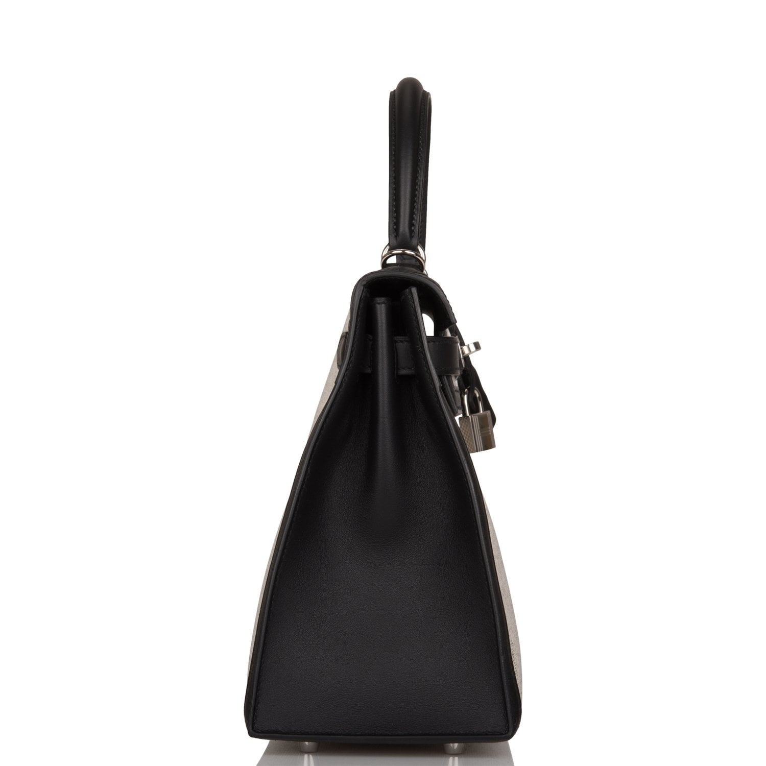 Hermes Kelly Sellier Toile And Swift Palladium Hardware Black Travel Bag