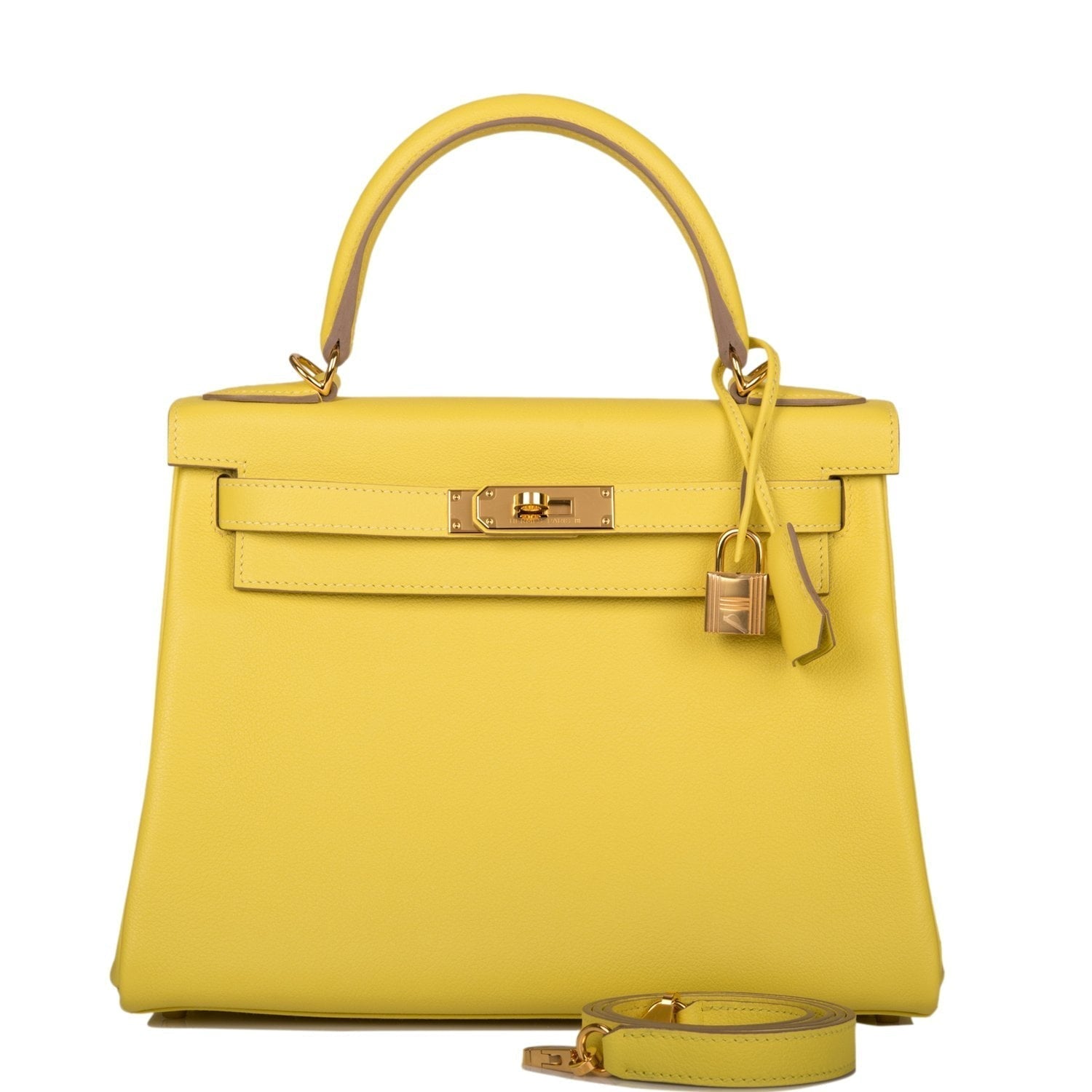 Hermes Kelly Retourne Lime Evercolor Hardware Handbag Gold Travel Bag