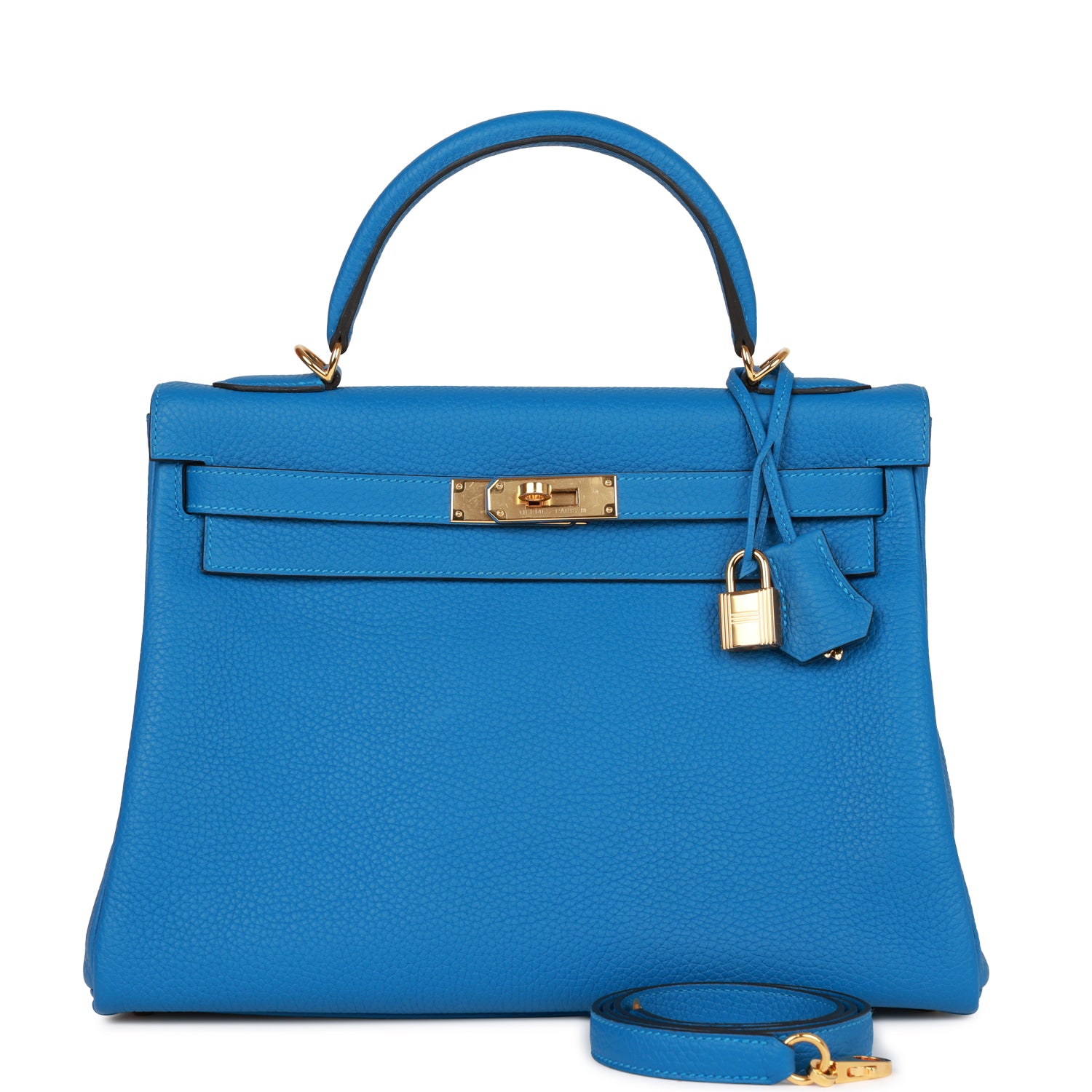 Hermes Kelly Retourne Mykonos Clemence Hardware Handbag Gold Travel Bag
