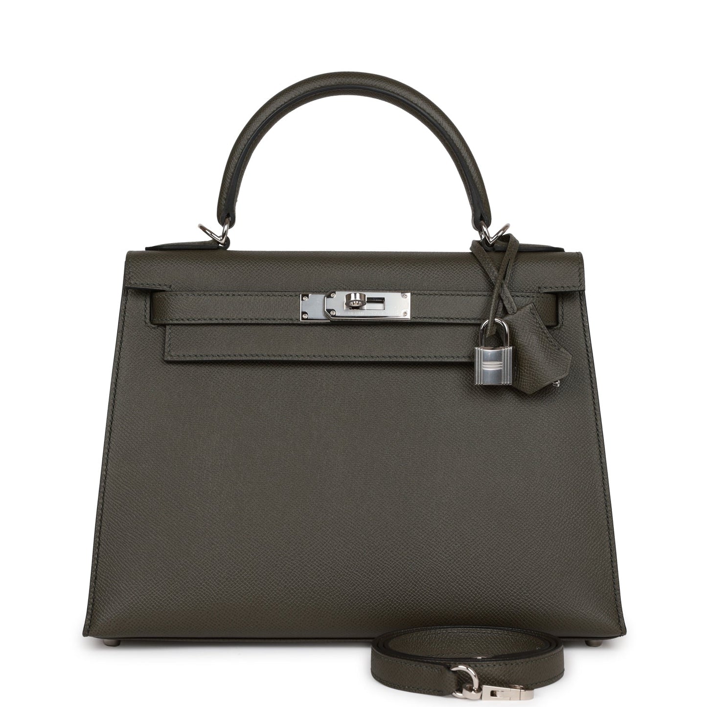 Hermes Kelly Sellier Vert De Gris Epsom Palladium Hardware Travel Bag