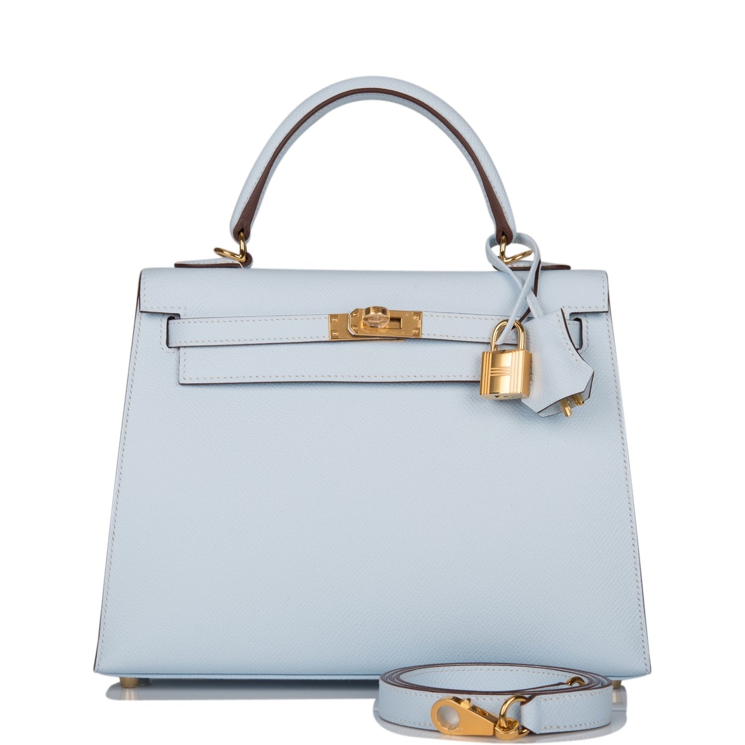 Hermes Kelly Sellier Bleu Brume Epsom Hardware Handbag Gold Travel Bag Hardware 3