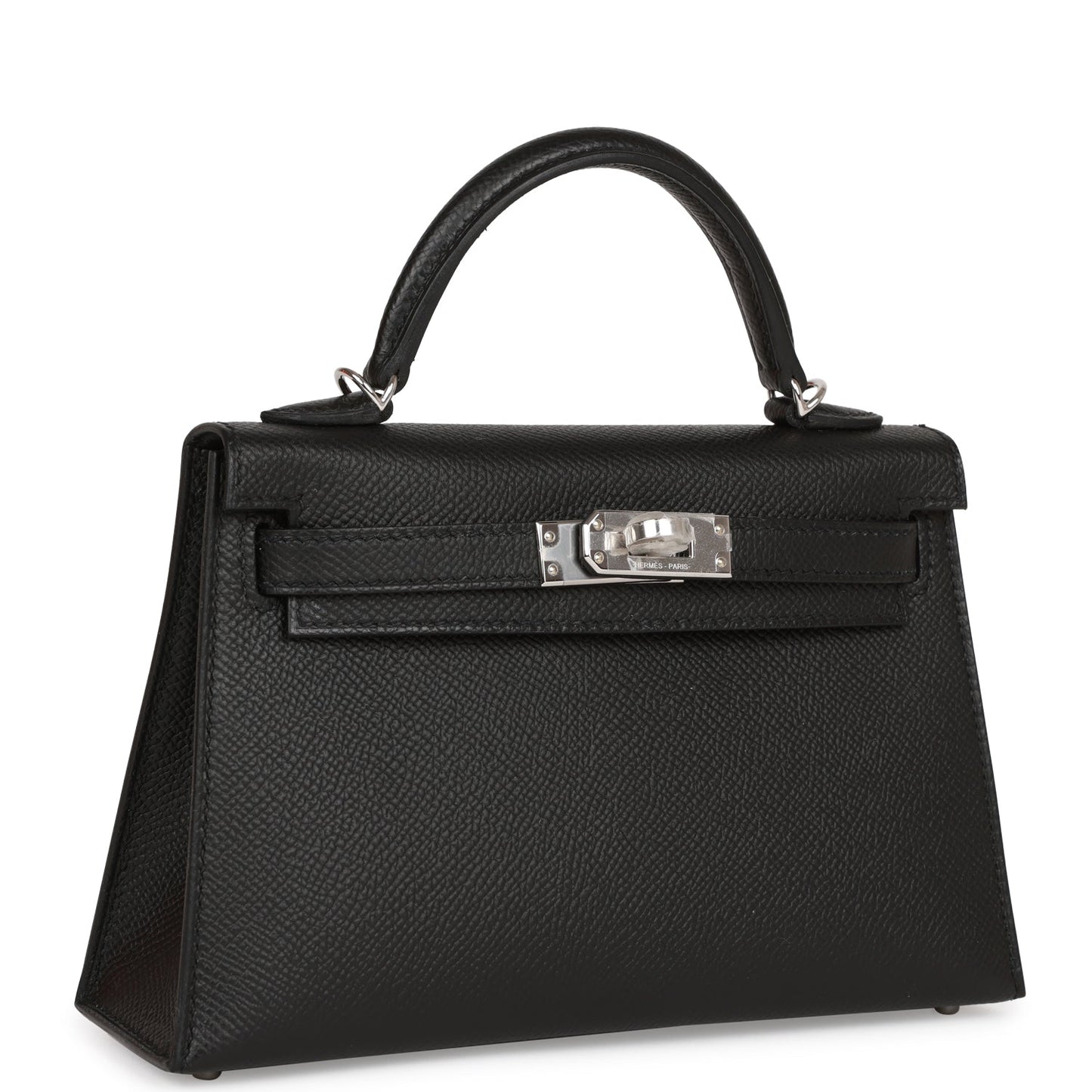 Hermes Kelly Sellier Epsom Palladium Hardware Handbag Black Travel Bag 18