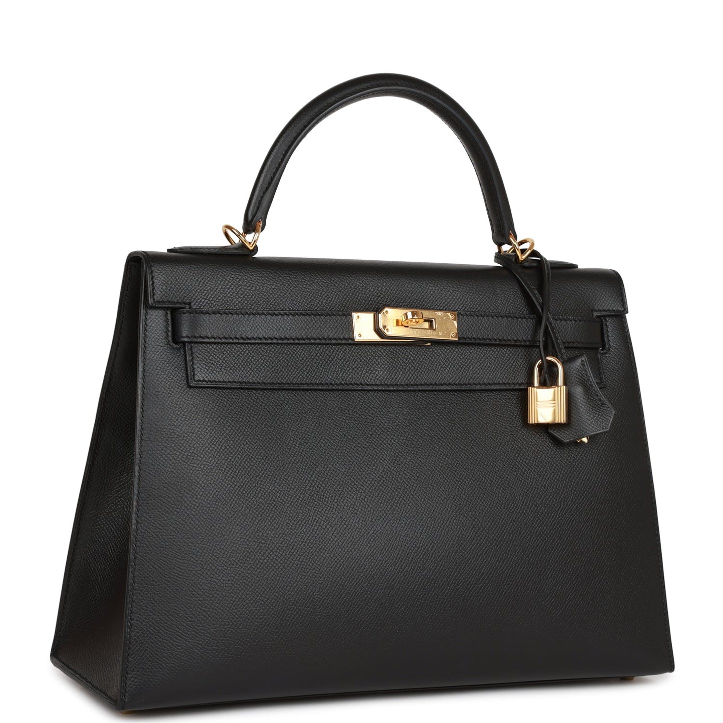 Hermes Kelly Sellier Epsom Hardware Handbag Black Gold Travel Bag Gold Hardware