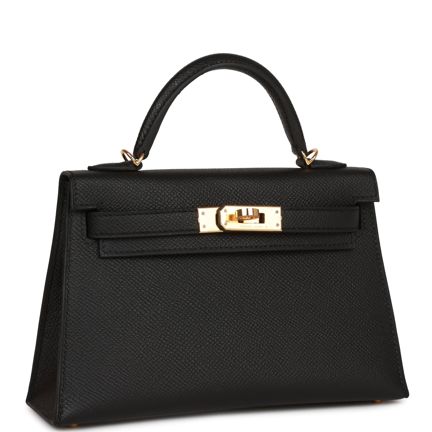Hermes Kelly Sellier Epsom Hardware Handbag Black Gold Travel Bag 29