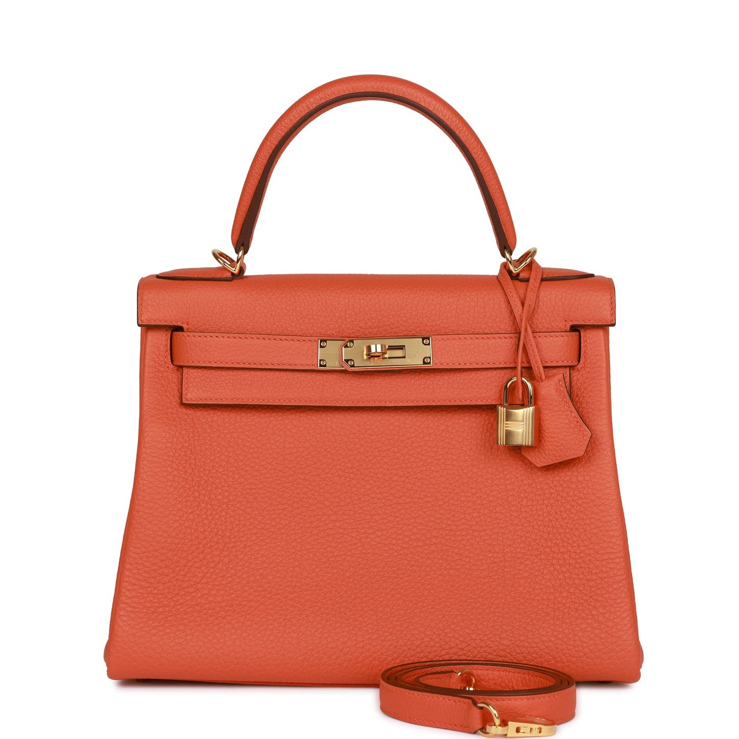 Hermes Kelly Retourne Orange Togo Hardware Handbag Gold Travel Bag