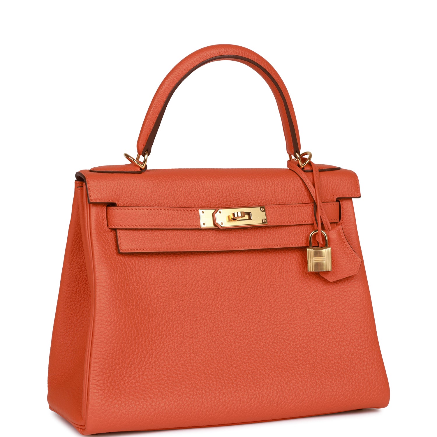 Hermes Kelly Retourne Orange Togo Hardware Handbag Gold Travel Bag