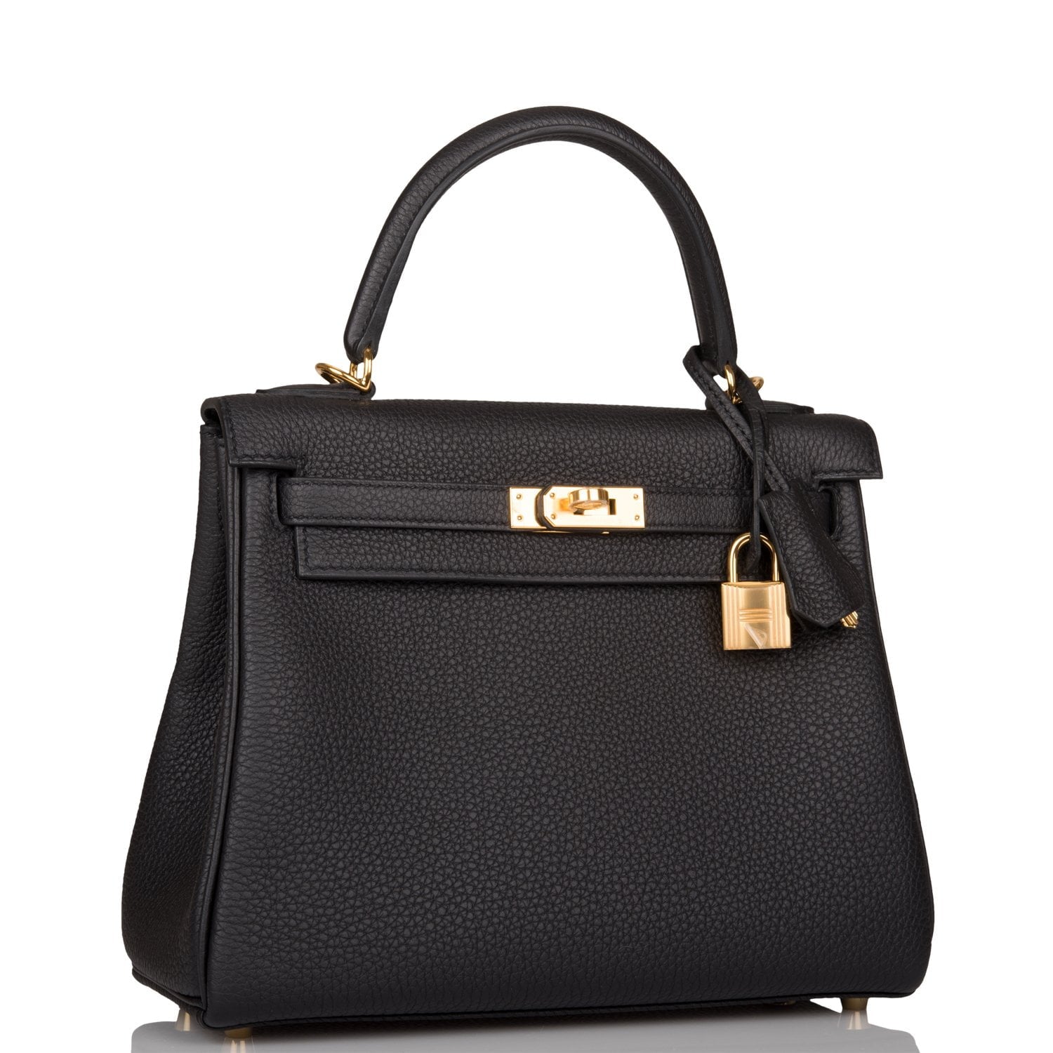 Hermes Kelly Retourne Togo Hardware Handbag Black Gold Travel Bag 14