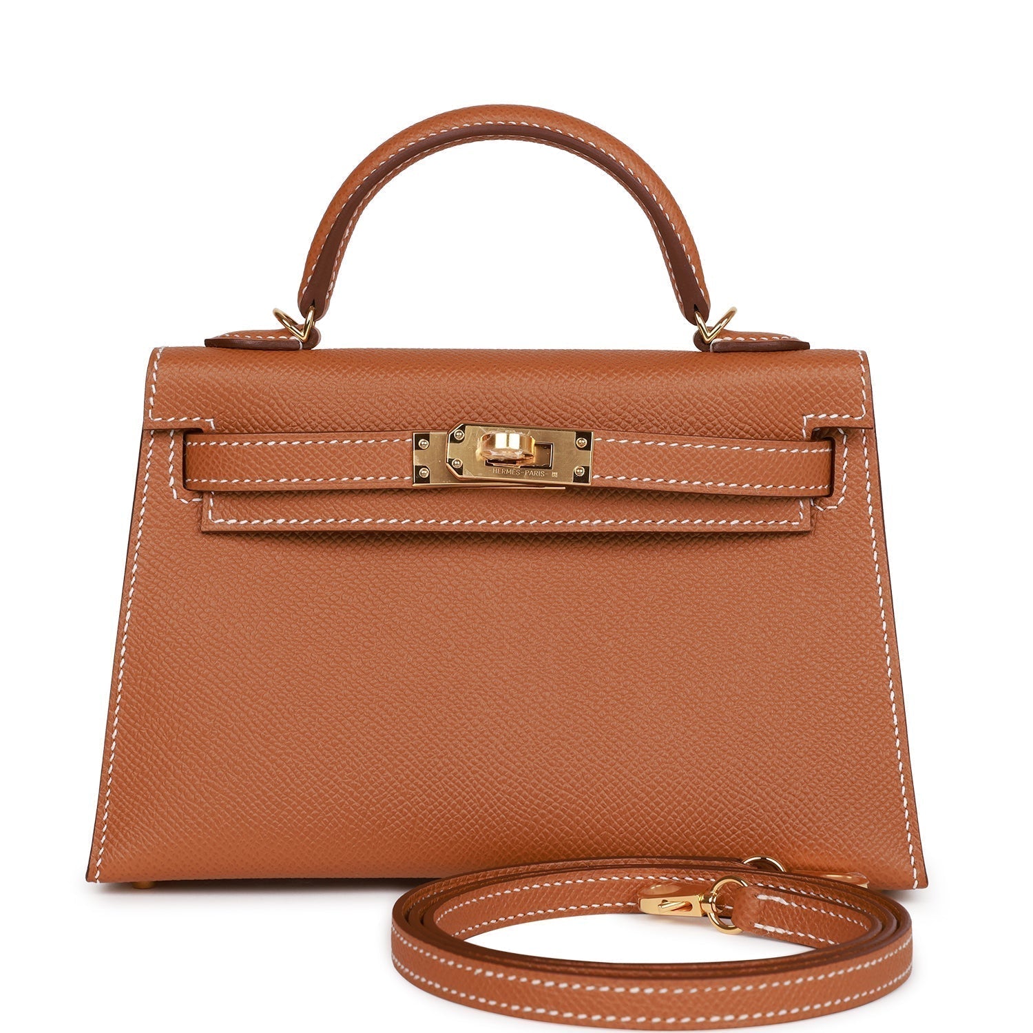 Hermes Kelly Sellier Epsom Hardware Handbag Gold Travel Bag 21