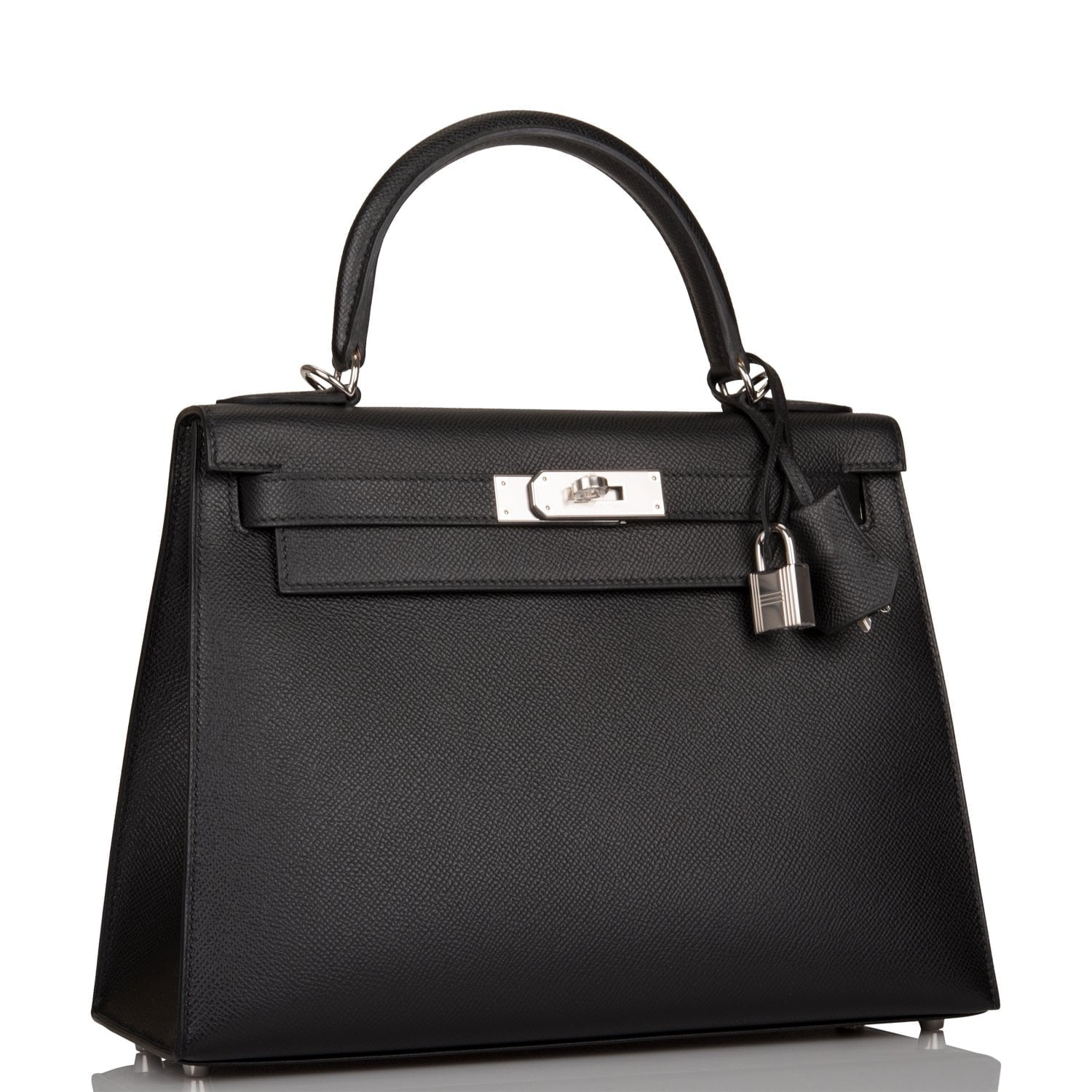 Hermes Kelly Sellier Epsom Palladium Hardware Handbag Black Travel Bag 5