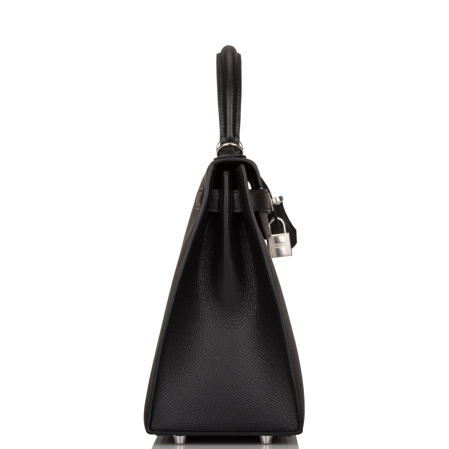 Hermes Kelly Sellier Epsom Palladium Hardware Handbag Black Travel Bag