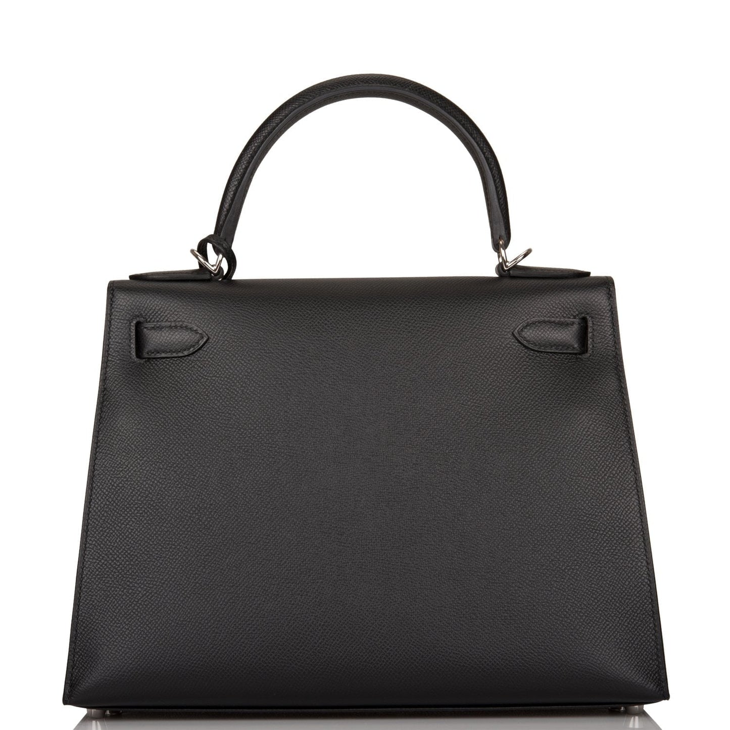 Hermes Kelly Sellier Epsom Palladium Hardware Handbag Black Travel Bag