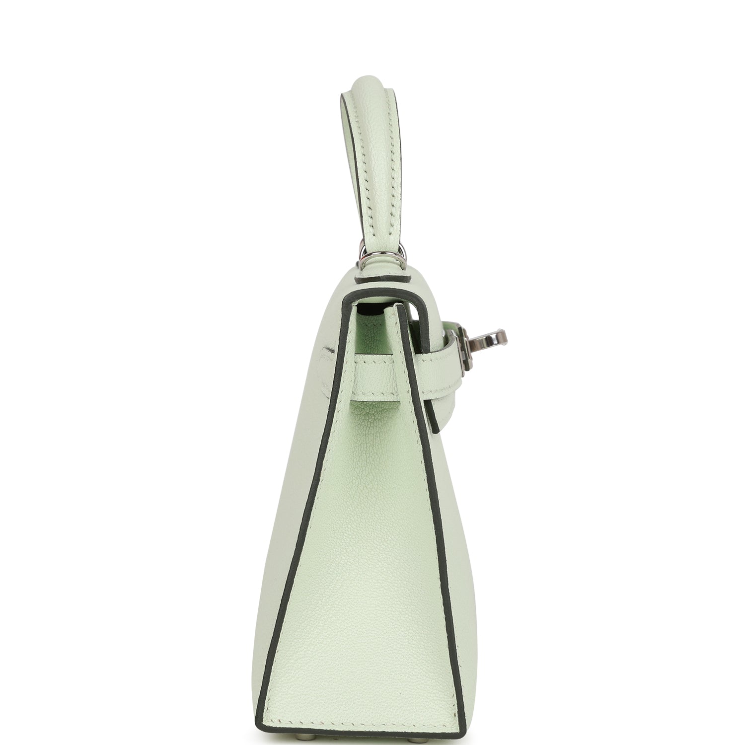Hermes Kelly Sellier Vert Fizz Chevre Palladium Hardware Travel Bag