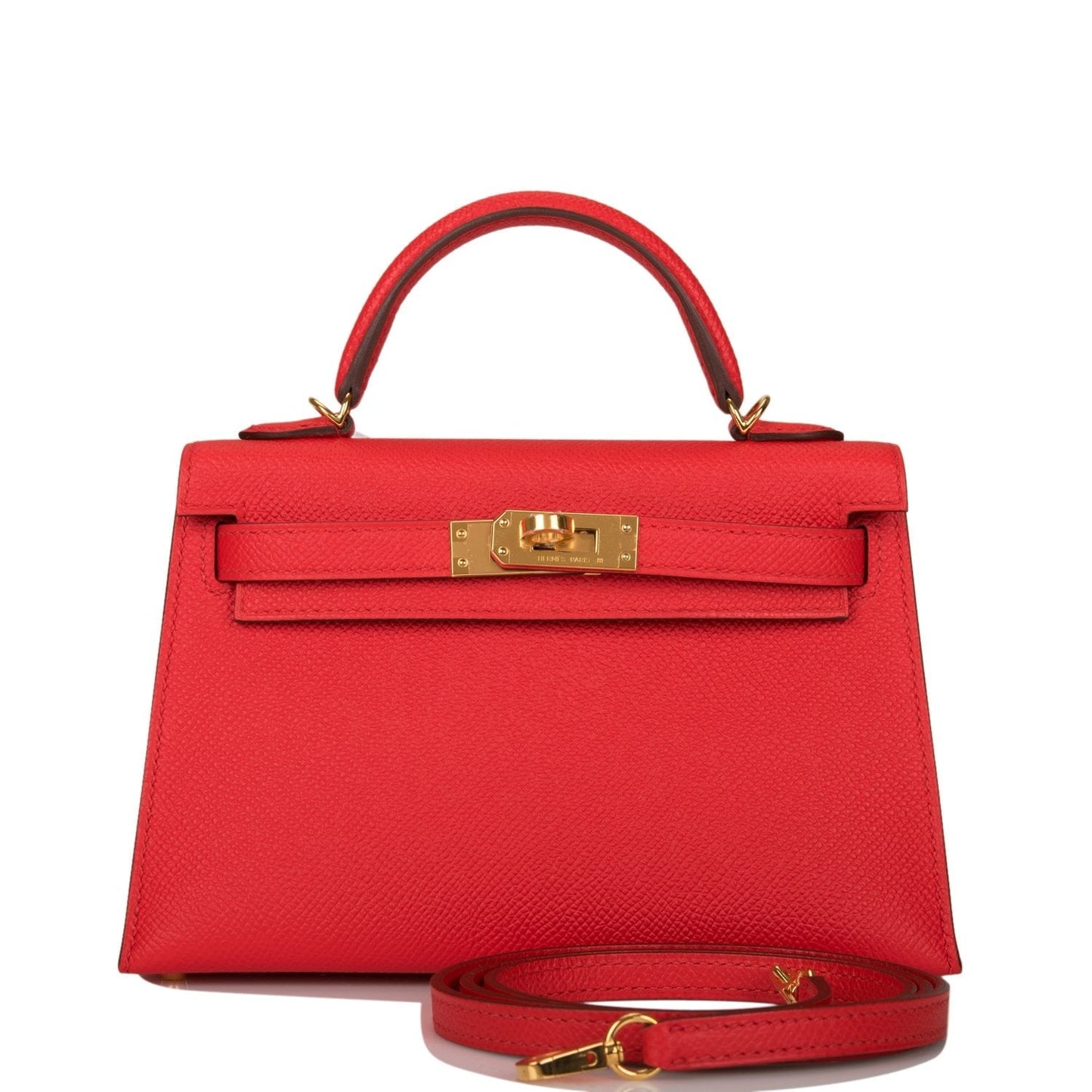 Hermes Kelly Sellier Rouge De Coeur Epsom Hardware Gold Travel Bag