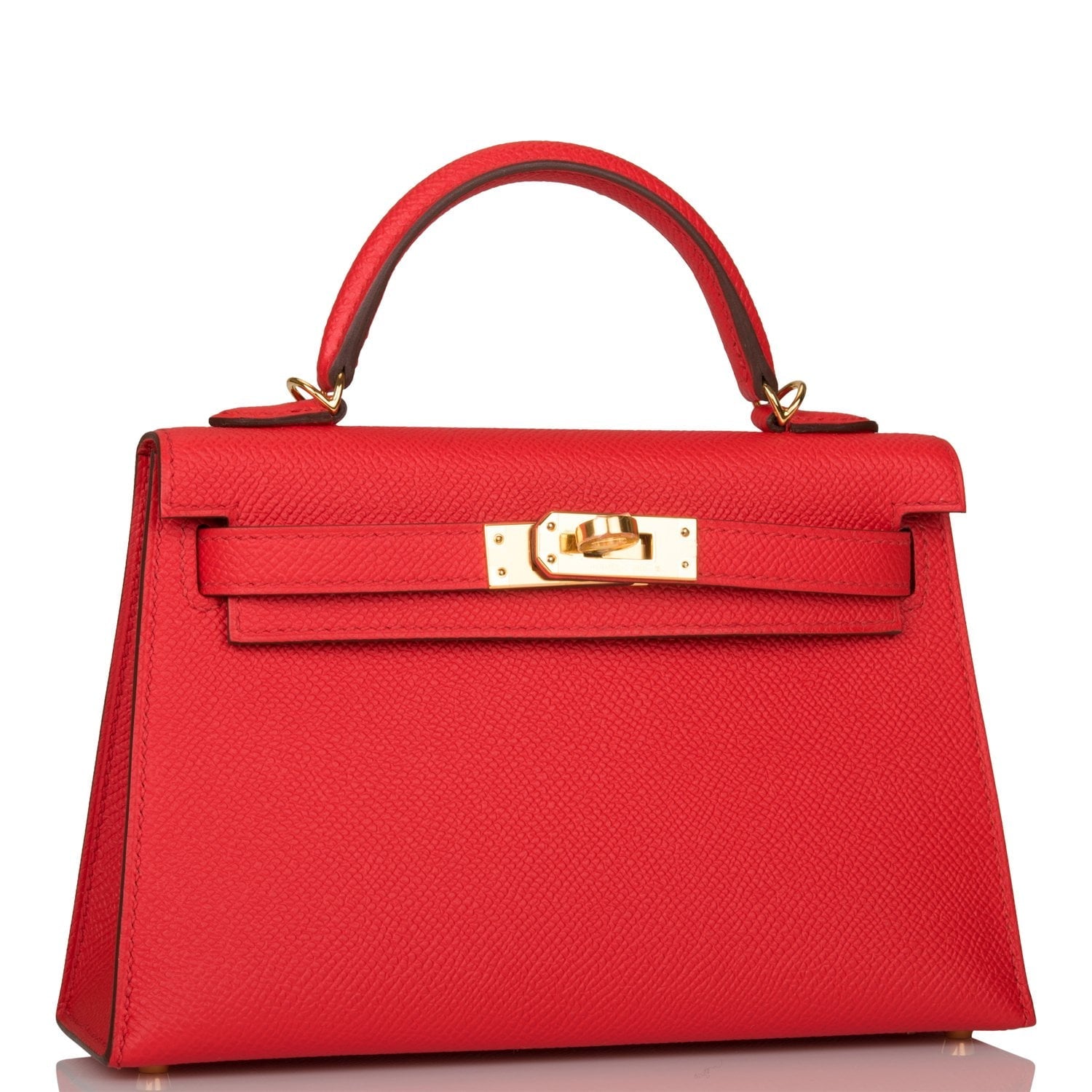 Hermes Kelly Sellier Rouge De Coeur Epsom Hardware Gold Travel Bag