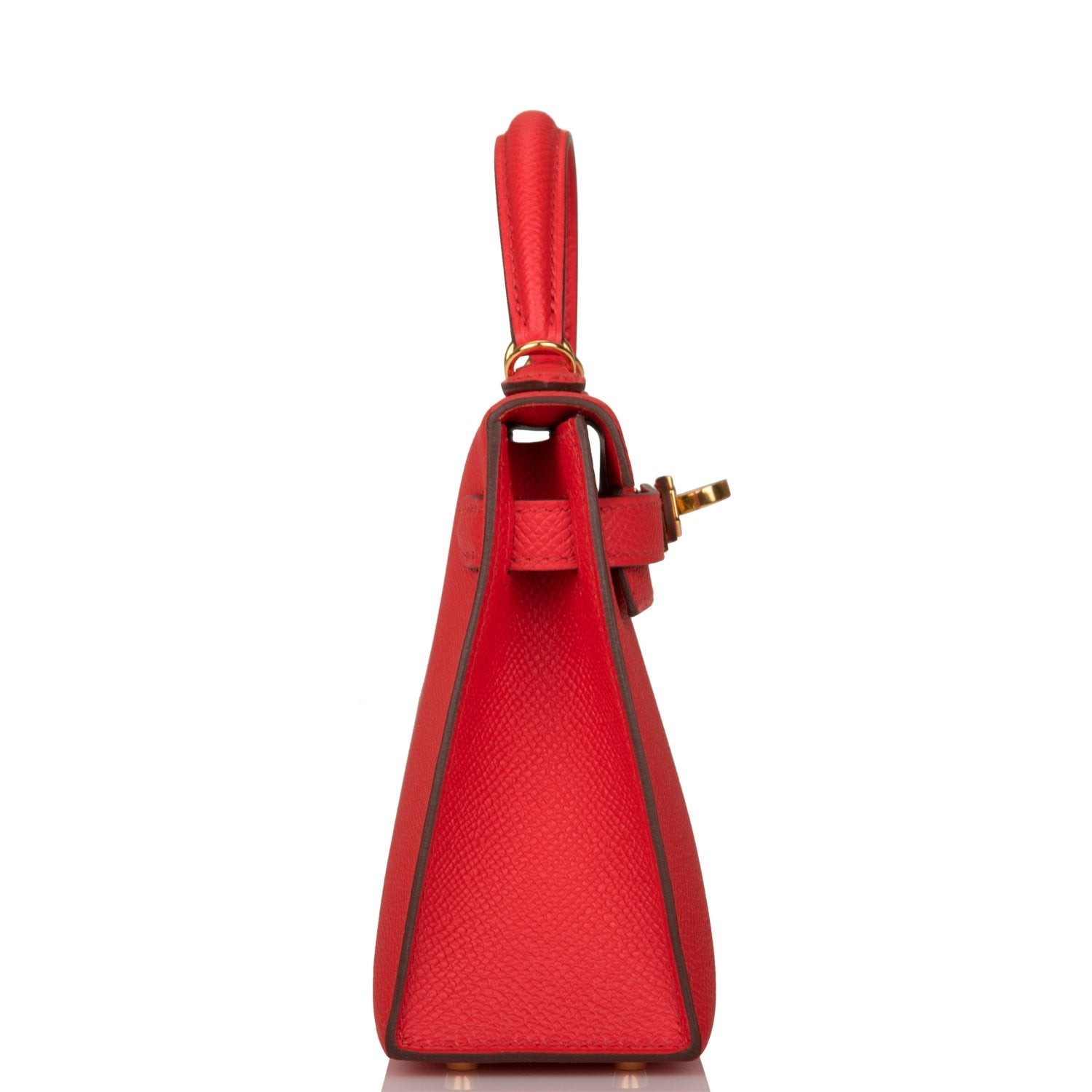 Hermes Kelly Sellier Rouge De Coeur Epsom Hardware Gold Travel Bag