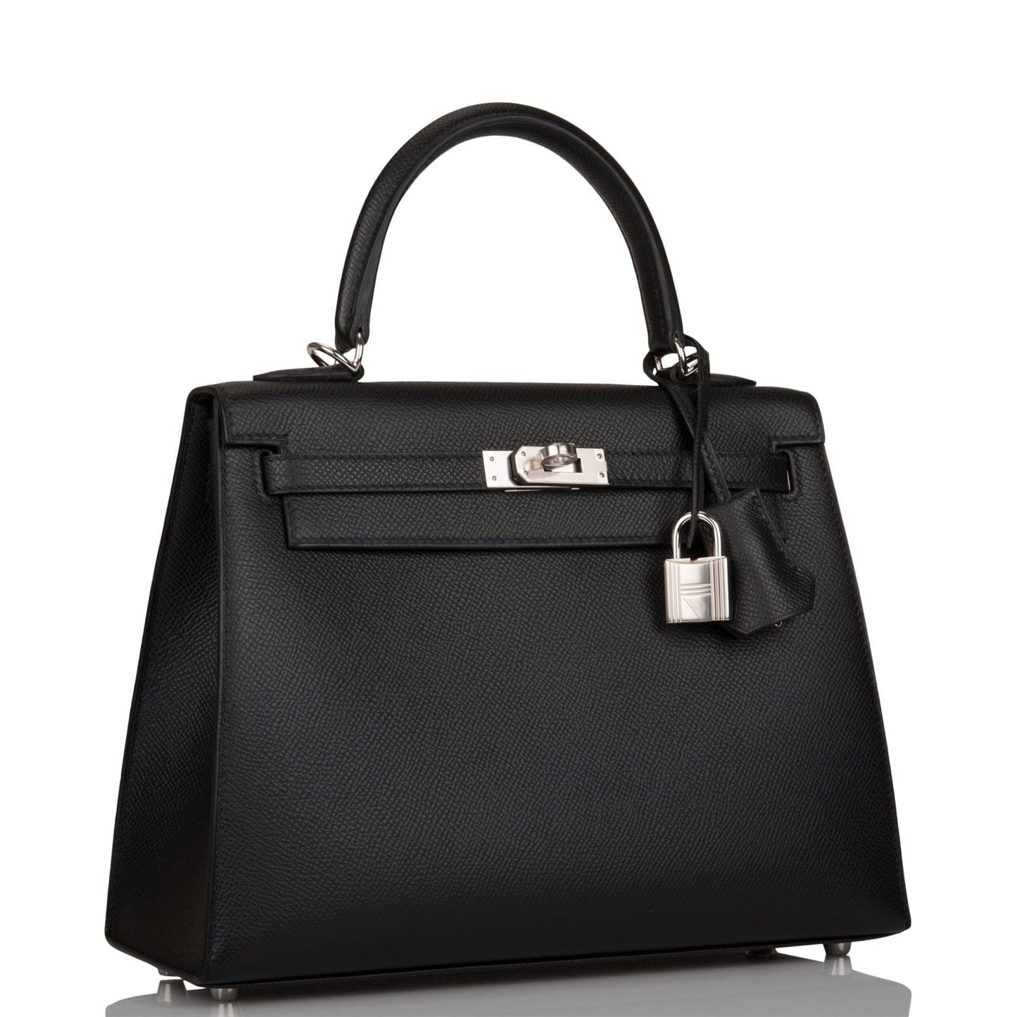 Hermes Kelly Sellier Epsom Palladium Hardware Handbag Black Travel Bag 16