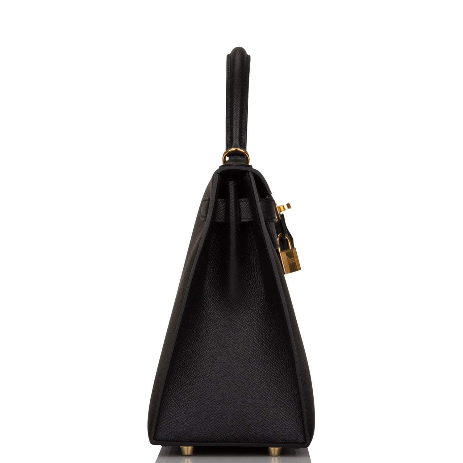 Hermes Kelly Sellier Epsom Hardware Handbag Black Gold Travel Bag Hardware 3