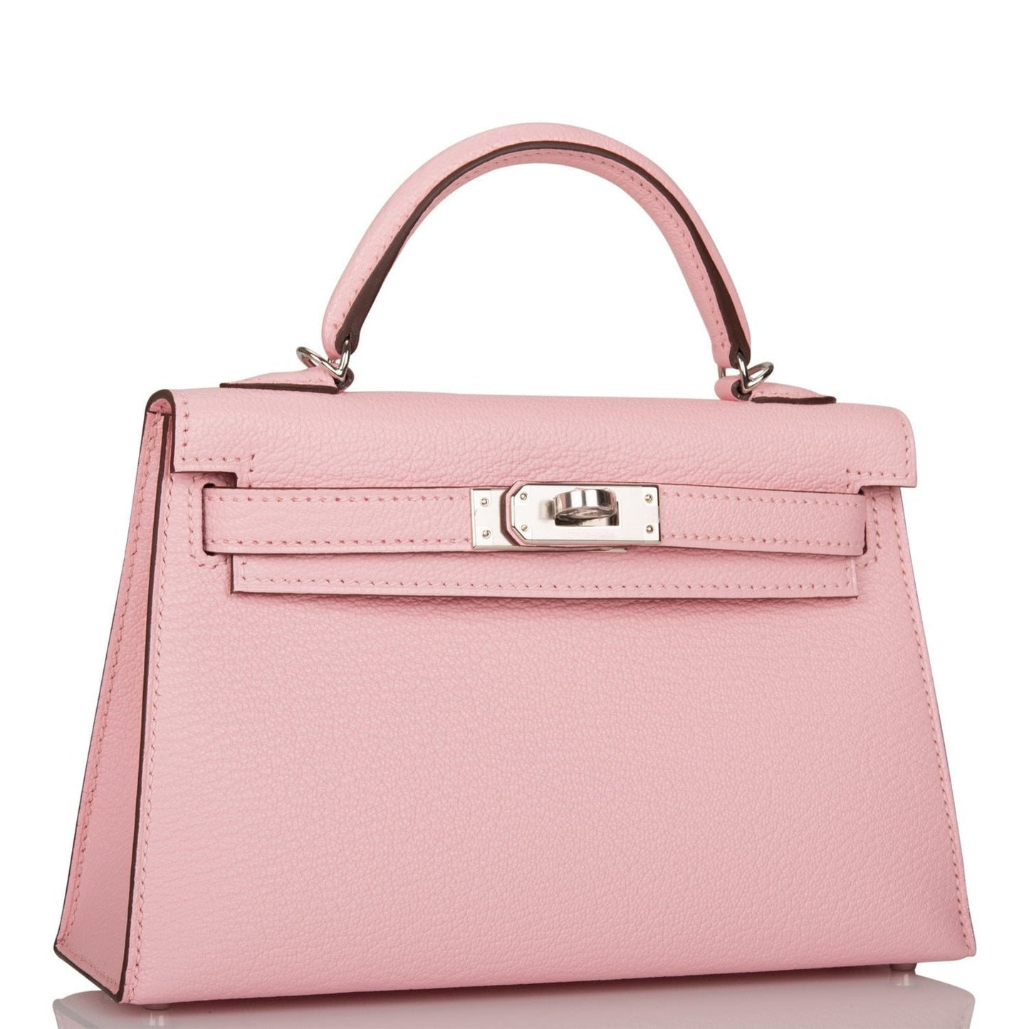 Hermes Kelly Sellier Rose Sakura Chevre Palladium Hardware Travel Bag