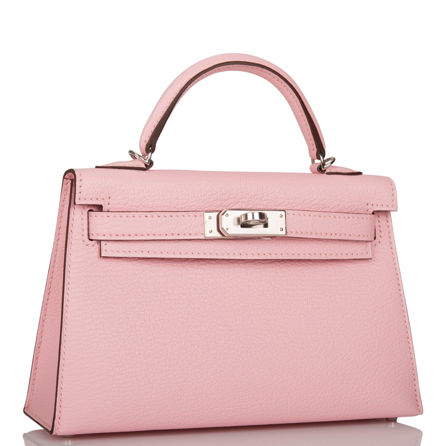 Hermes Kelly Sellier Rose Sakura Chevre Palladium Hardware Travel Bag 2 Jc