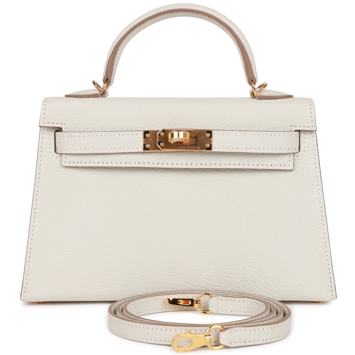 Hermes Kelly Sellier Mushroom Chèvre Hardware Handbag Gold Travel Bag