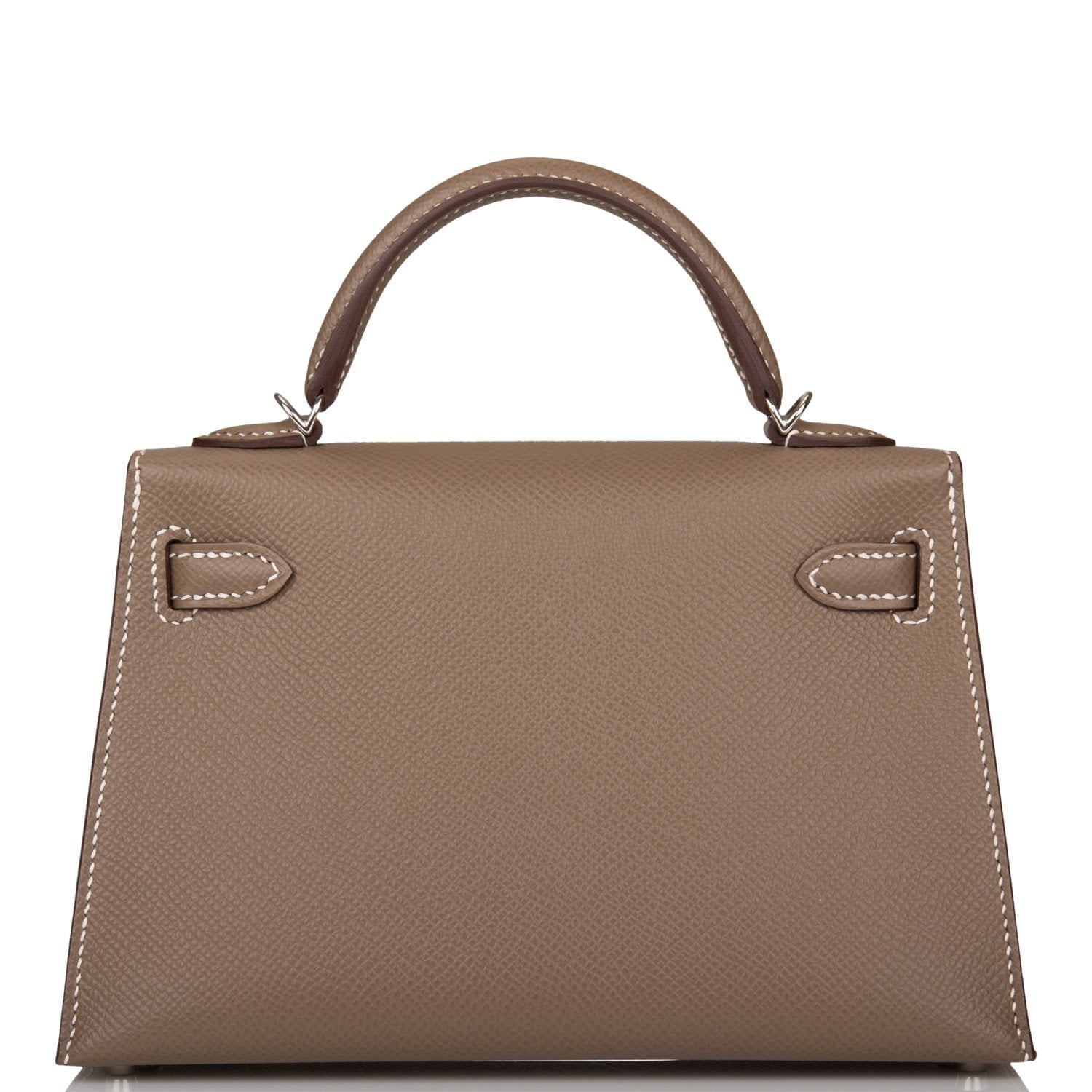 Hermes Kelly Sellier Etoupe Epsom Palladium Hardware Handbag Travel Bag 6