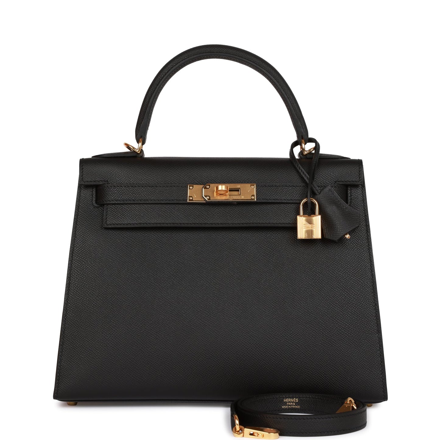 Hermes Kelly Sellier Epsom Hardware Handbag Black Gold Travel Bag Hardware 10