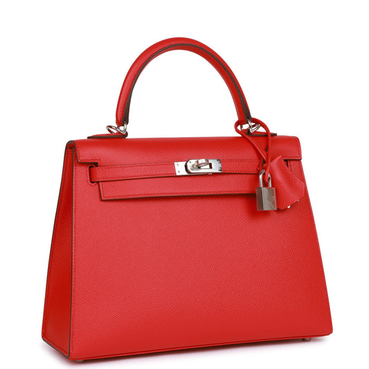 Hermes Kelly Sellier Rouge De Coeur Verso Epsom Palladium Travel Bag