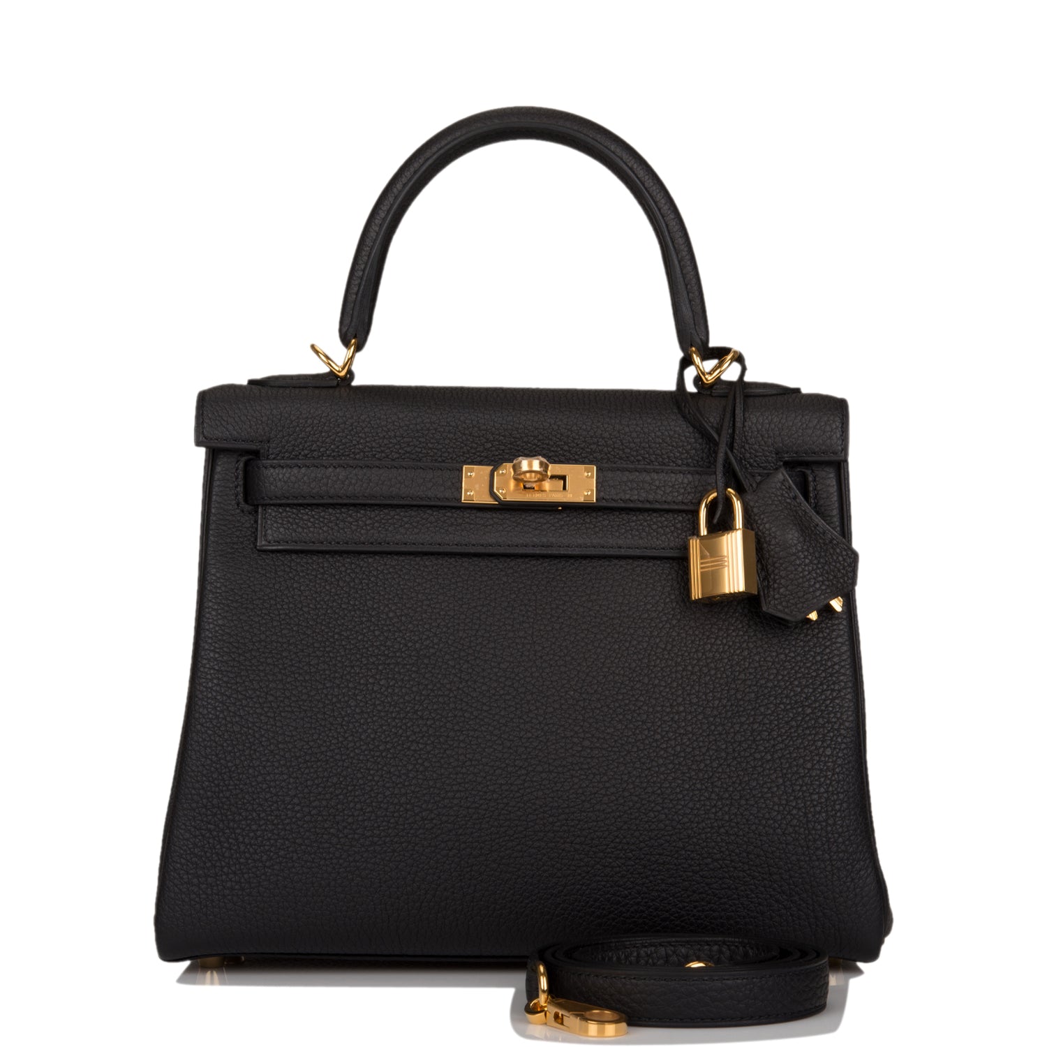 Hermes Kelly Retourne Togo Hardware Handbag Black Gold Travel Bag 13