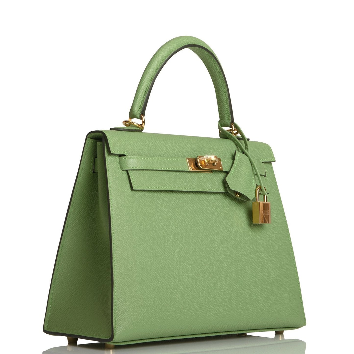 Hermes Kelly Sellier Vert Criquet Epsom Hardware Handbag Gold Travel Bag