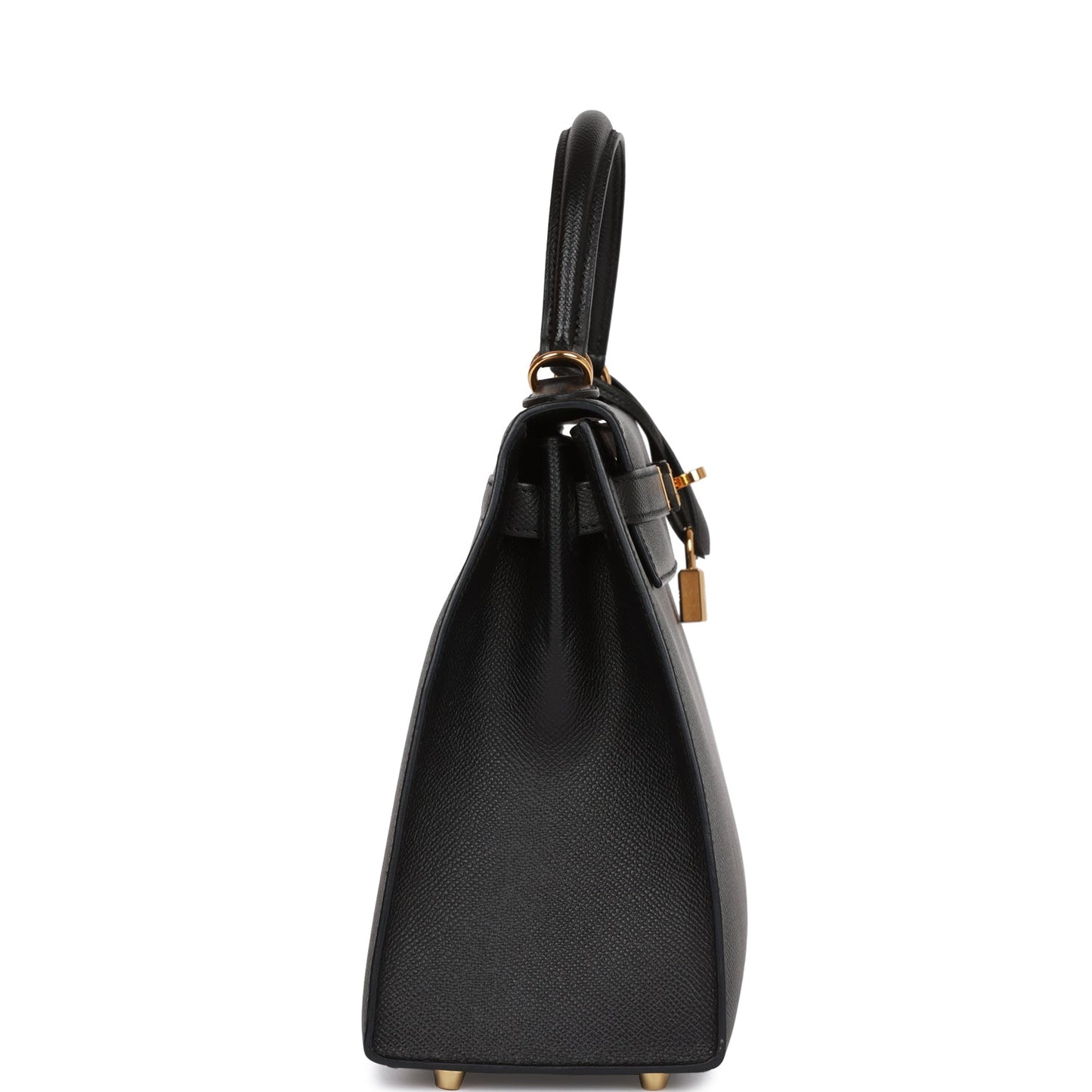 Hermes Kelly Sellier Epsom Hardware Handbag Black Gold Travel Bag 12
