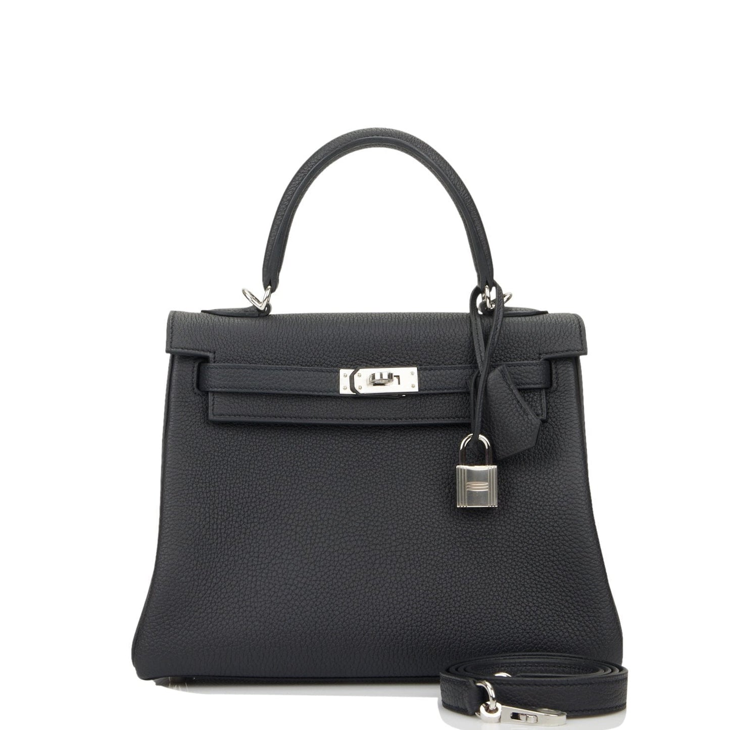 Hermes Kelly Retourne Togo Palladium Hardware Handbag Black Travel Bag 8