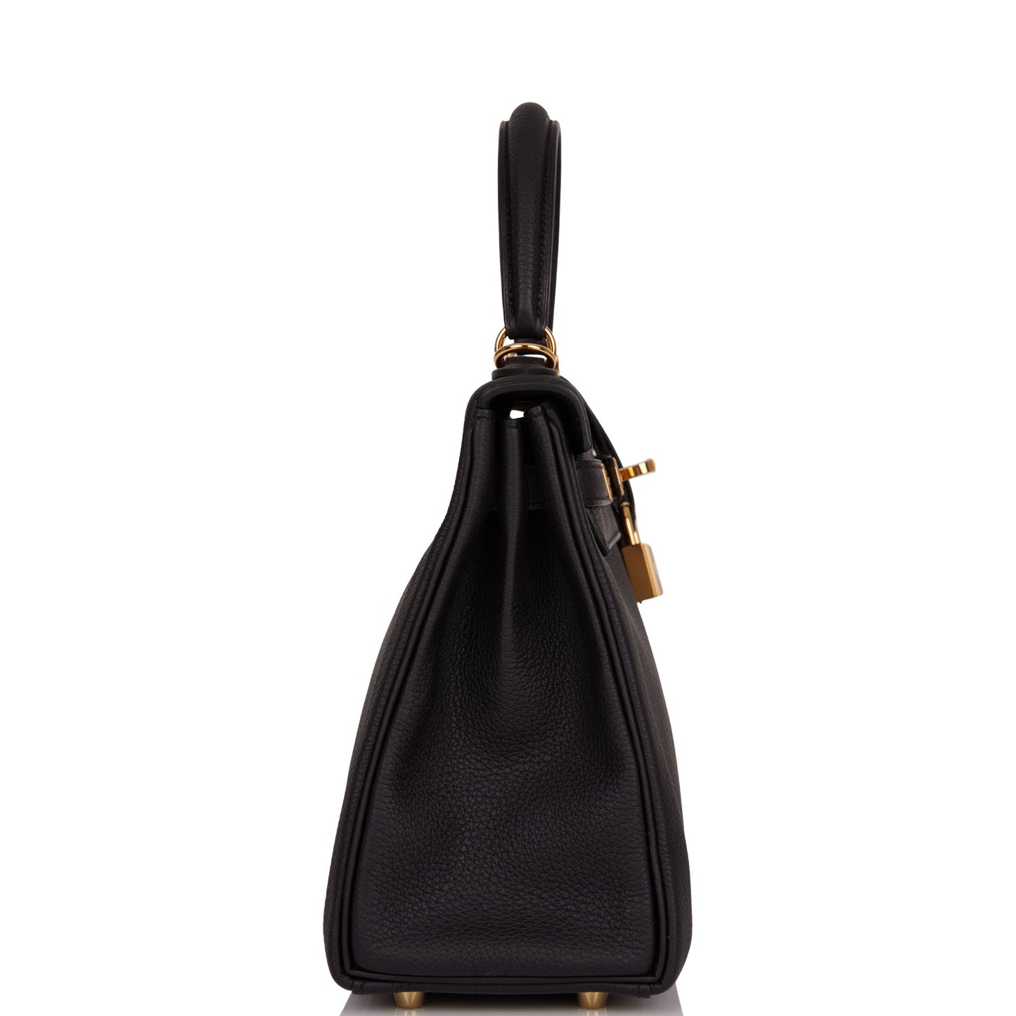 Hermes Kelly Retourne Togo Hardware Handbag Black Gold Travel Bag 12