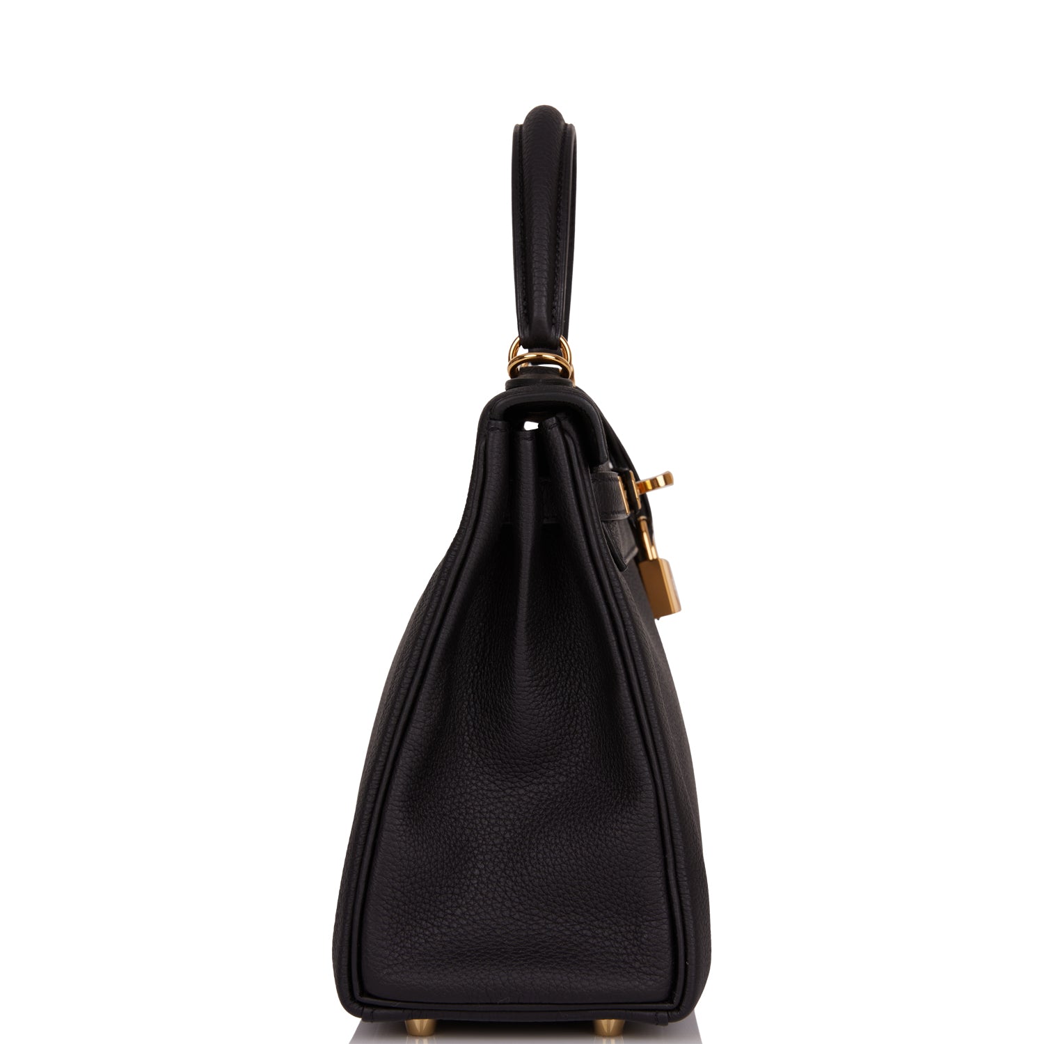 Hermes Kelly Retourne Togo Hardware Handbag Black Gold Travel Bag 12