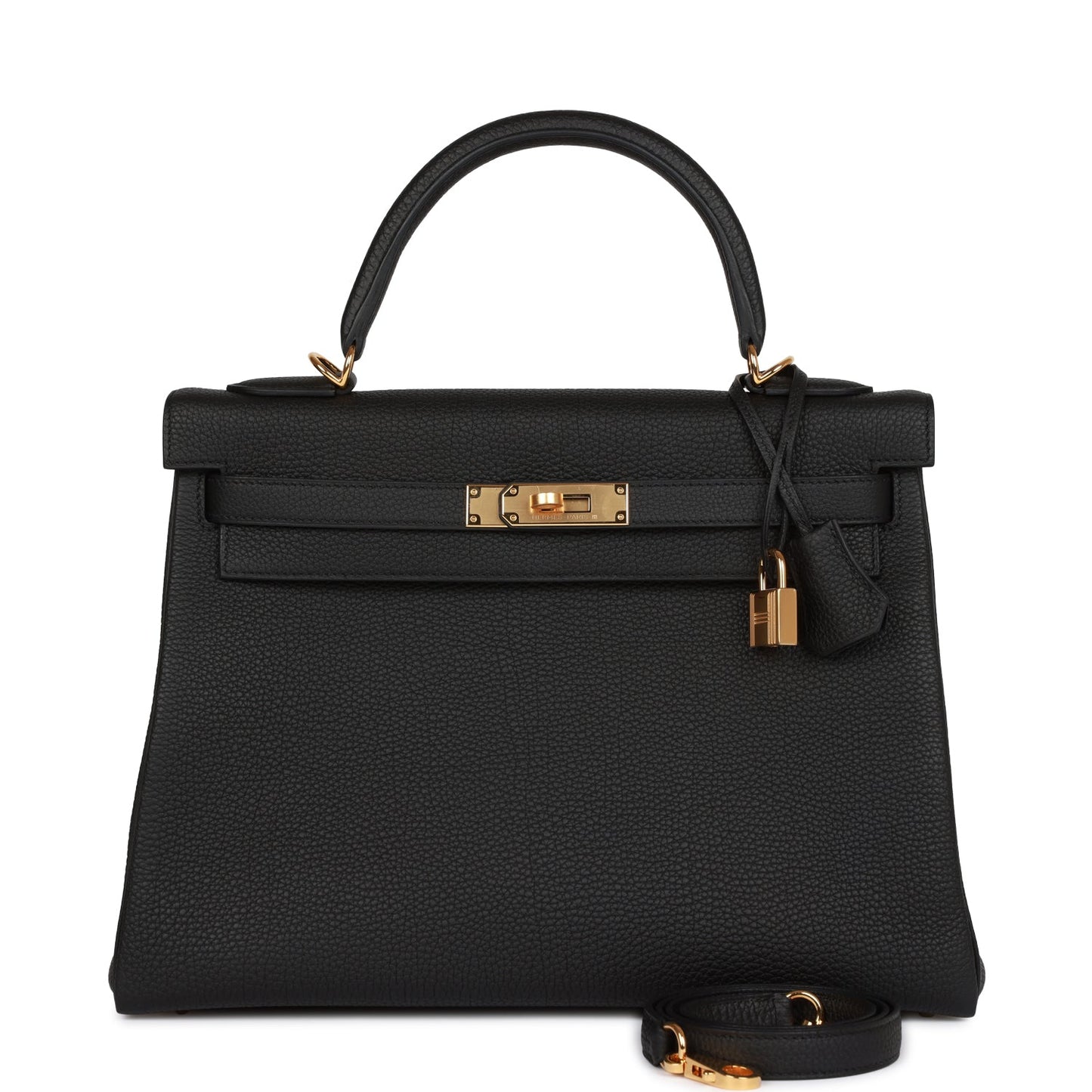 Hermes Kelly Retourne Togo Hardware Handbag Black Gold Travel Bag