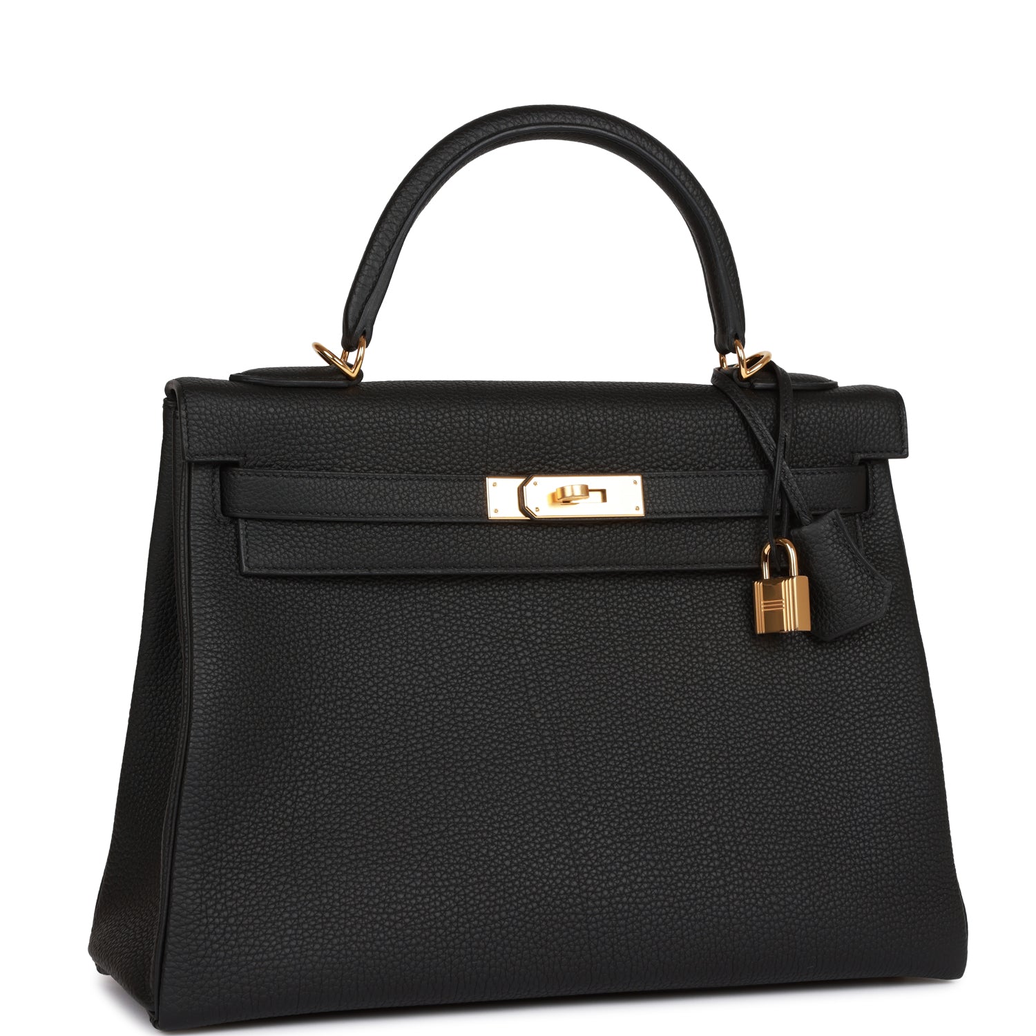 Hermes Kelly Retourne Togo Hardware Handbag Black Gold Travel Bag