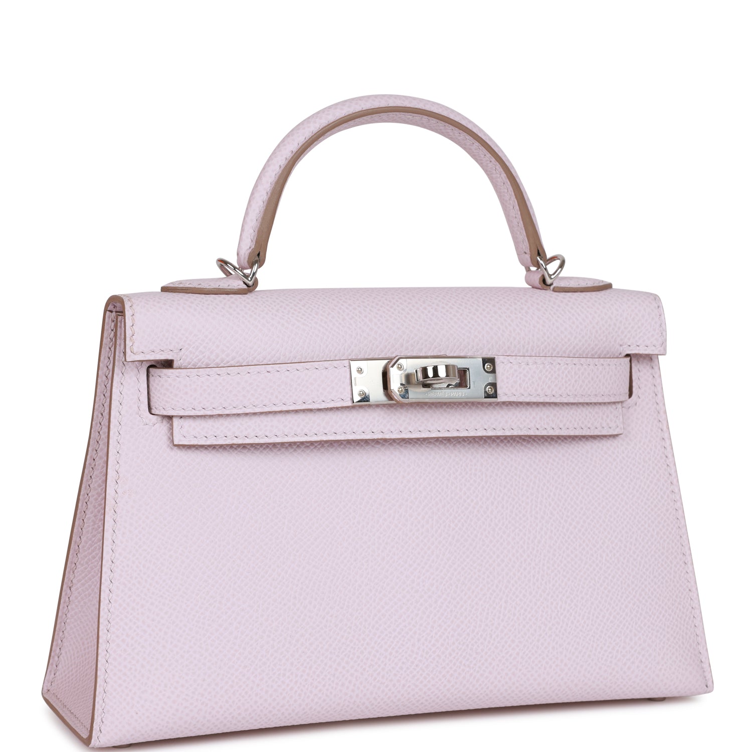 Hermes Kelly Sellier Mauve Pale Epsom Palladium Hardware Handbag Travel Bag Epsom Palladium Hardware