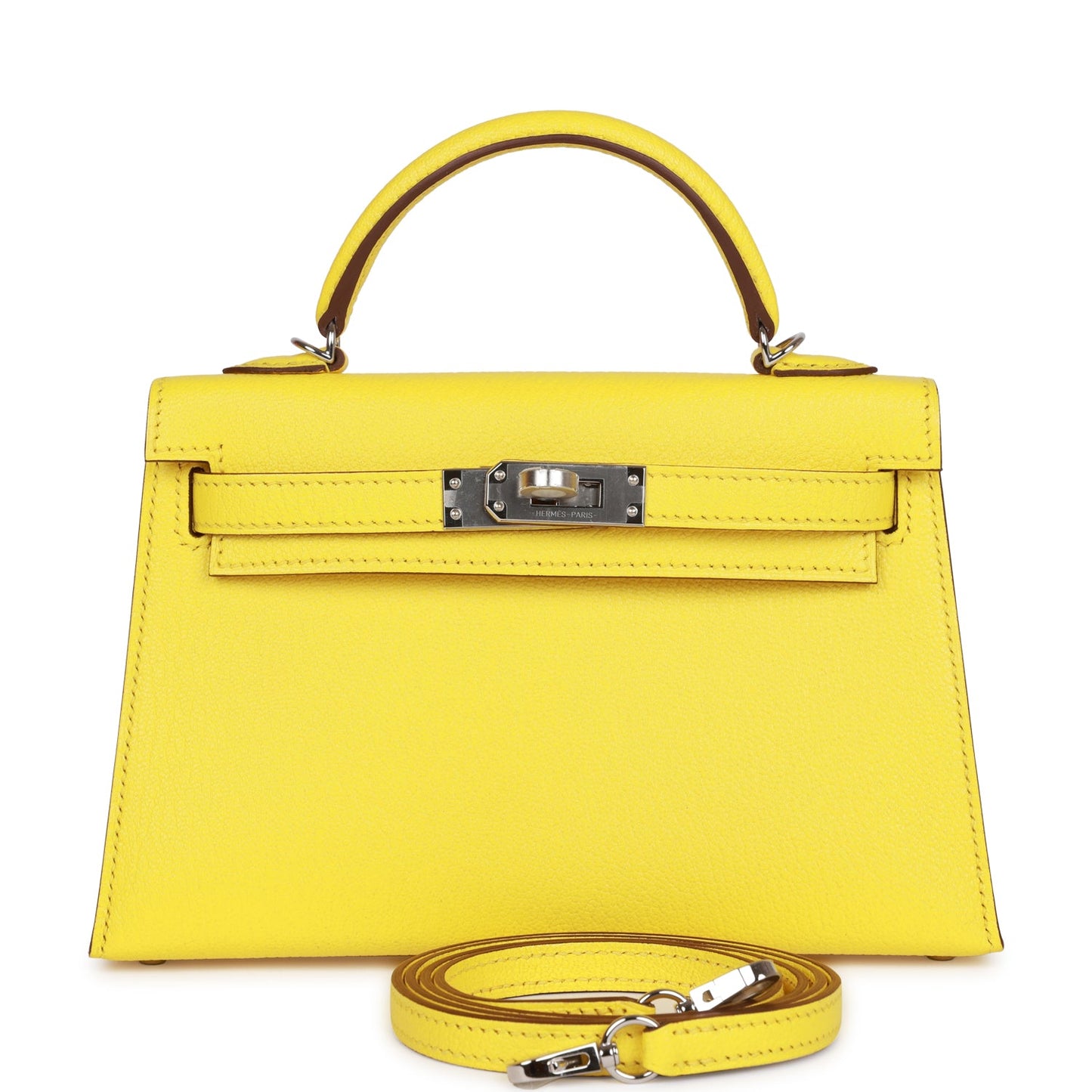 Hermes Kelly Sellier Jaune Citron Chèvre Palladium Hardware Travel Bag