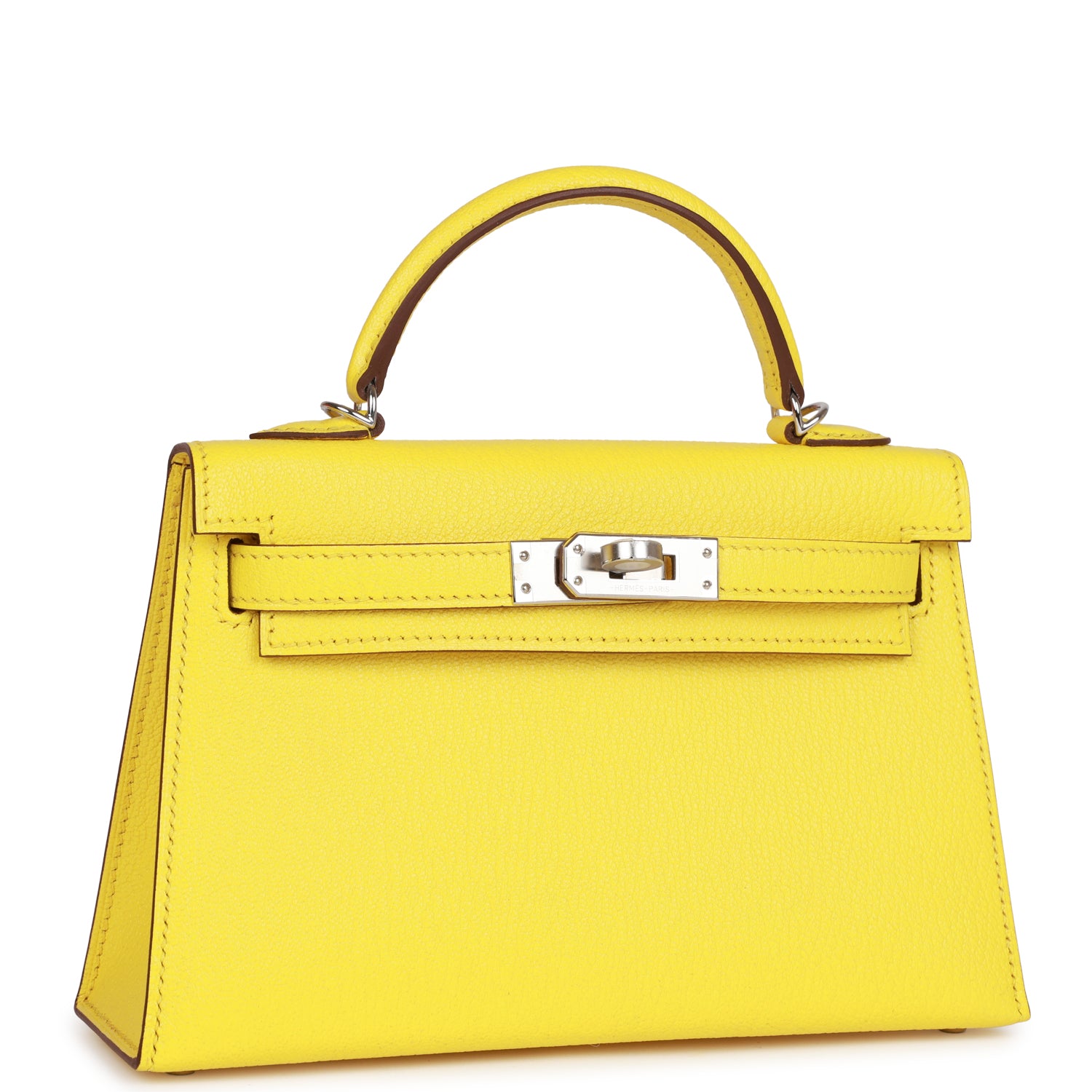 Hermes Kelly Sellier Jaune Citron Chèvre Palladium Hardware Travel Bag